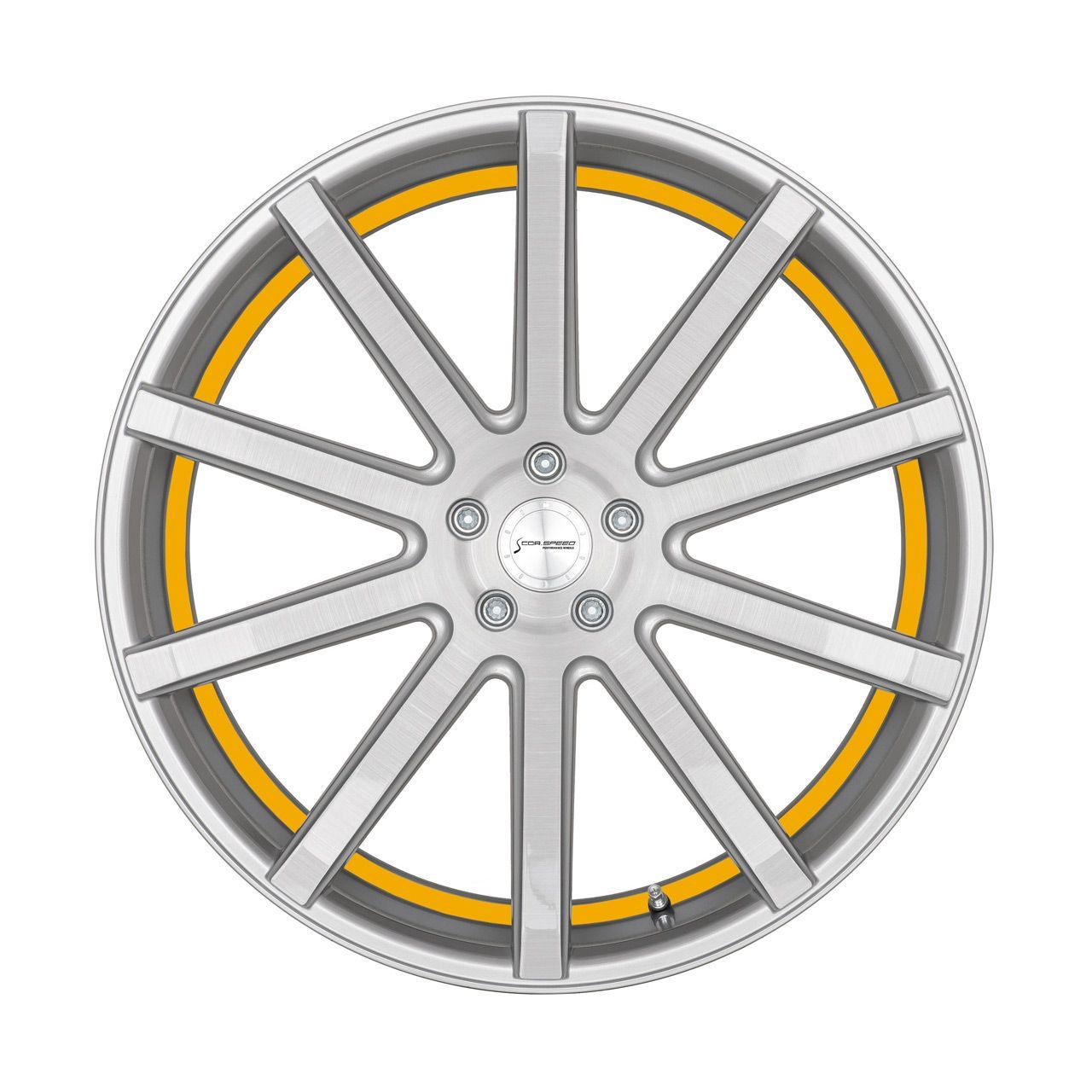 CORSPEED DEVILLE Silver-brushed-Surface/ undercut Color Trim gelb 8.5Jx19 5x112 ET40