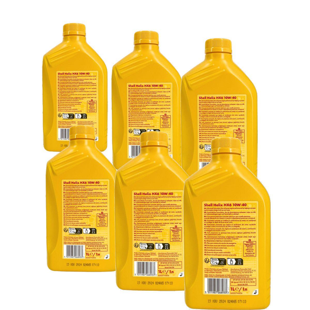 Shell Helix HX6 10W-40 6x1 Liter