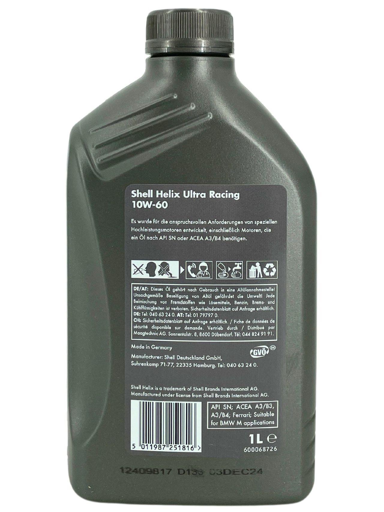 Shell Helix Ultra Racing 10W-60 1 Liter