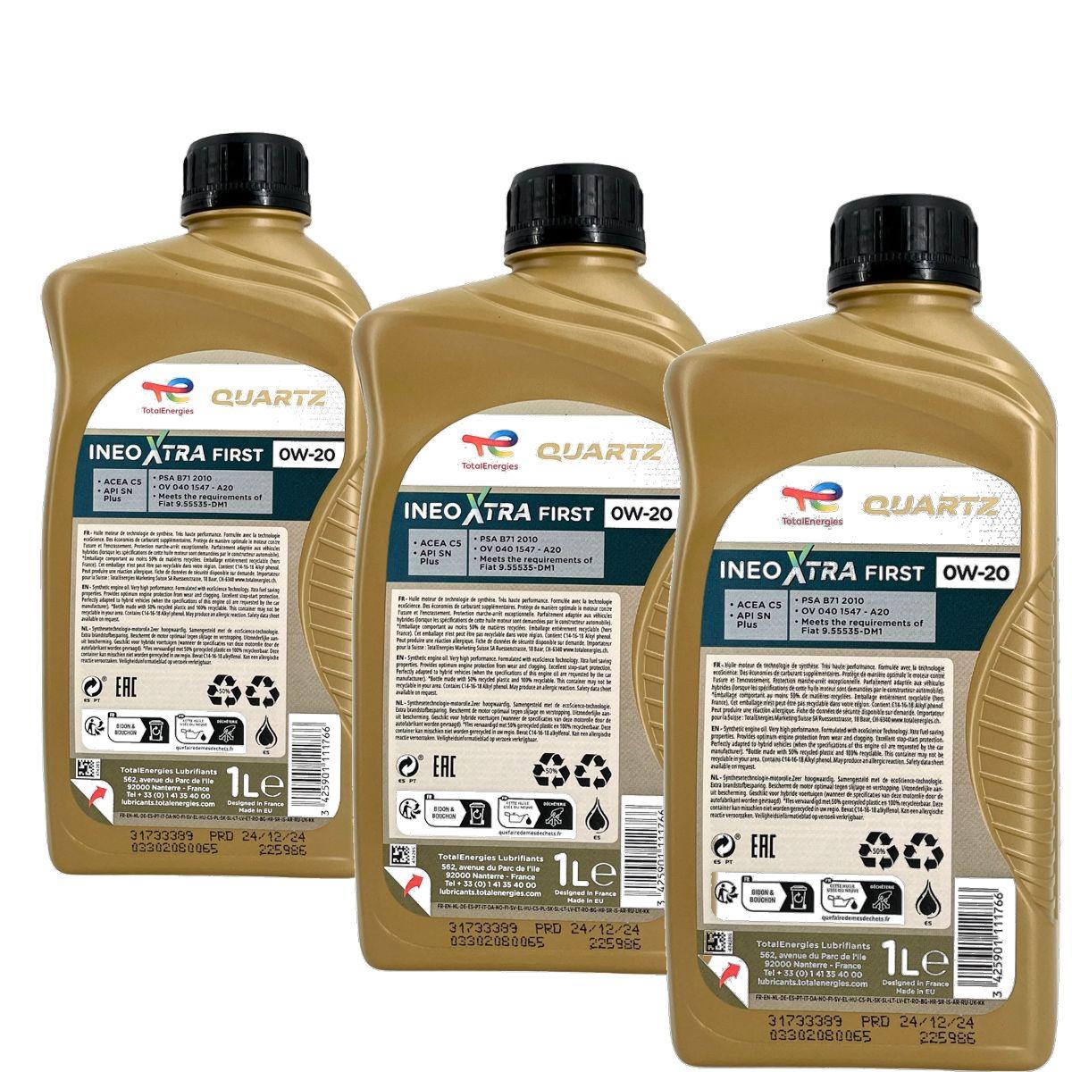 Total Quartz Ineo Xtra First 0W-20 3x1 Liter