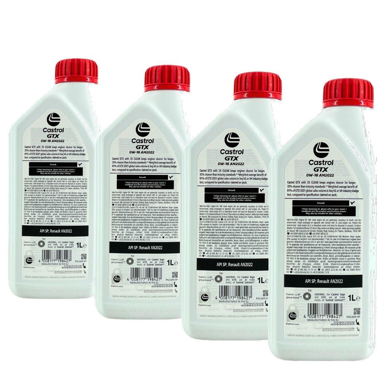 Castrol GTX 0W-16 AN2022 4x1 Liter