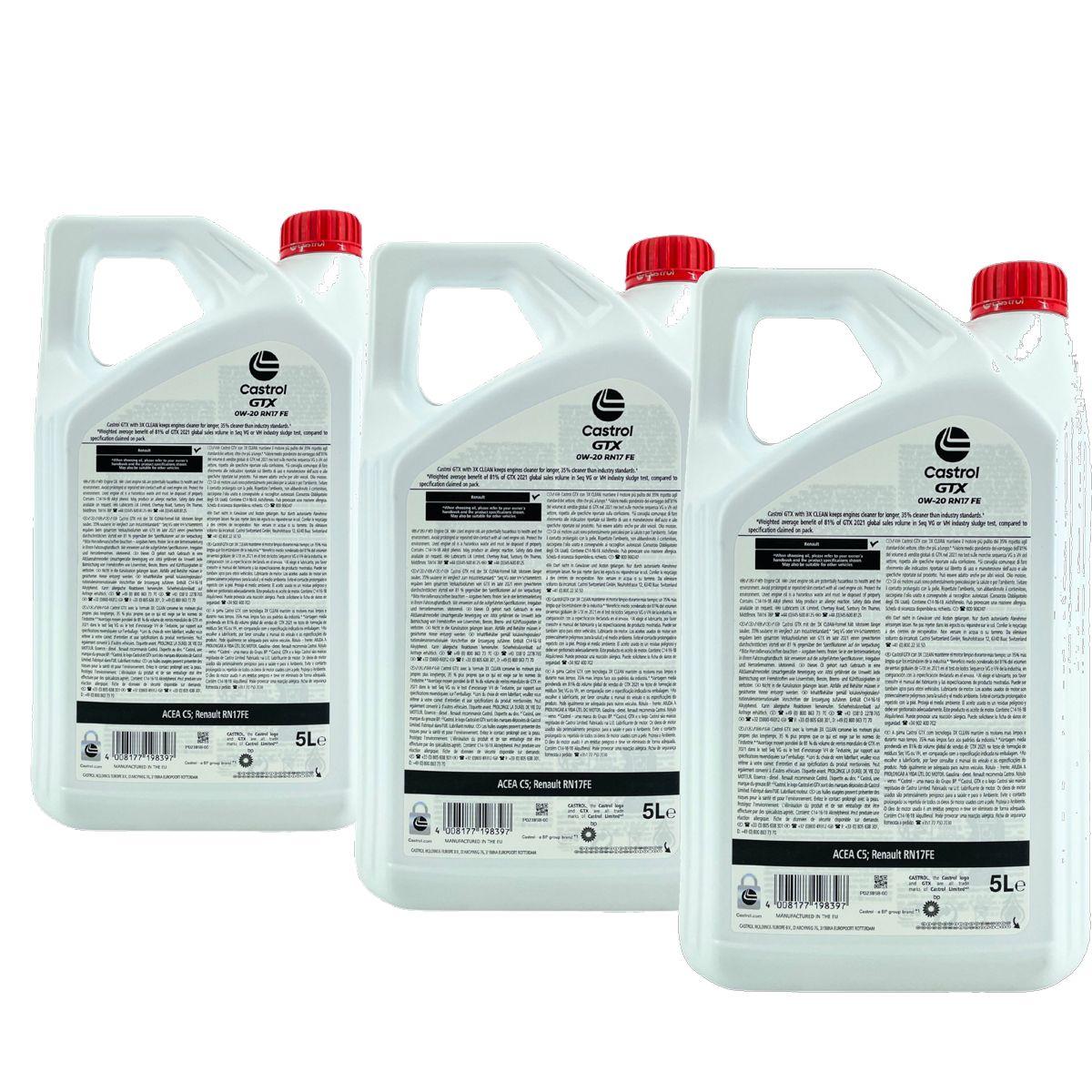 Castrol GTX 0W-20 RN17 FE 3x5 Liter