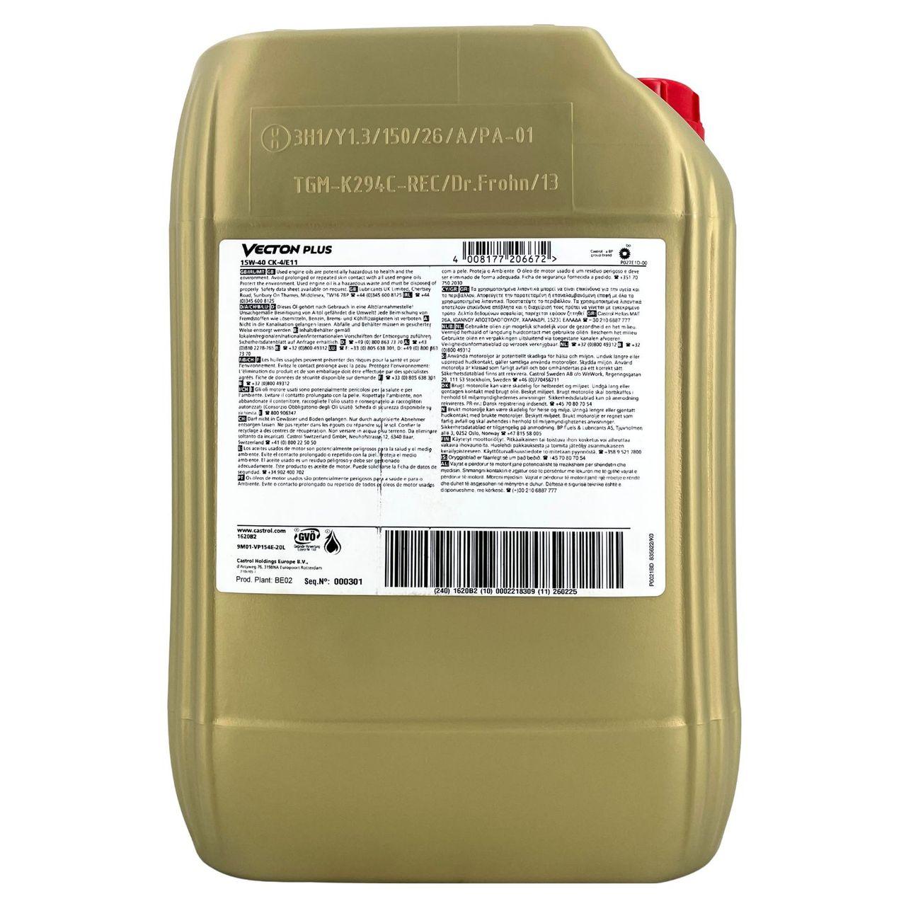 Castrol Vecton Plus 15W-40 CK-4/E11 20 Liter
