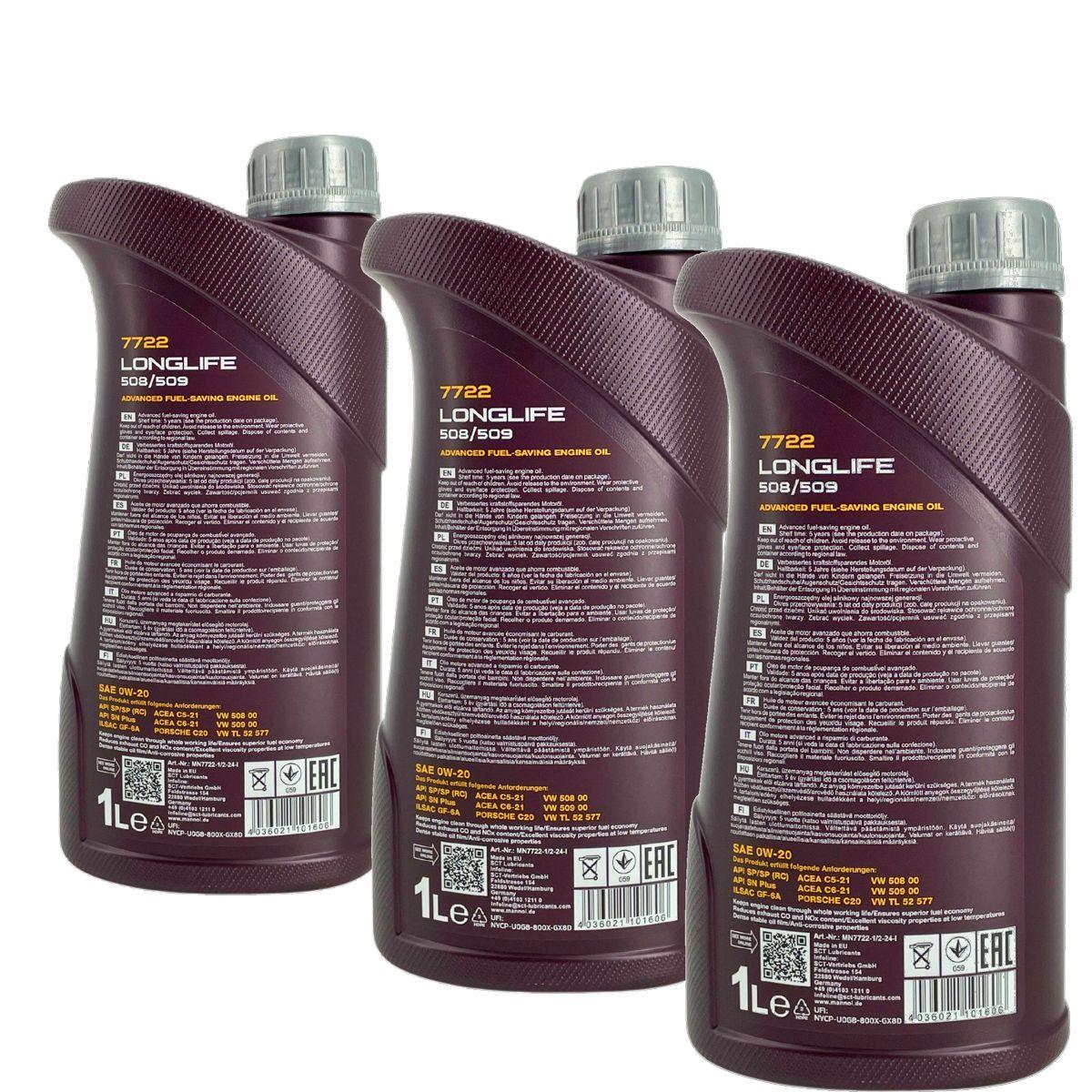 Mannol Longlife 508/509 0W-20 3x1 Liter