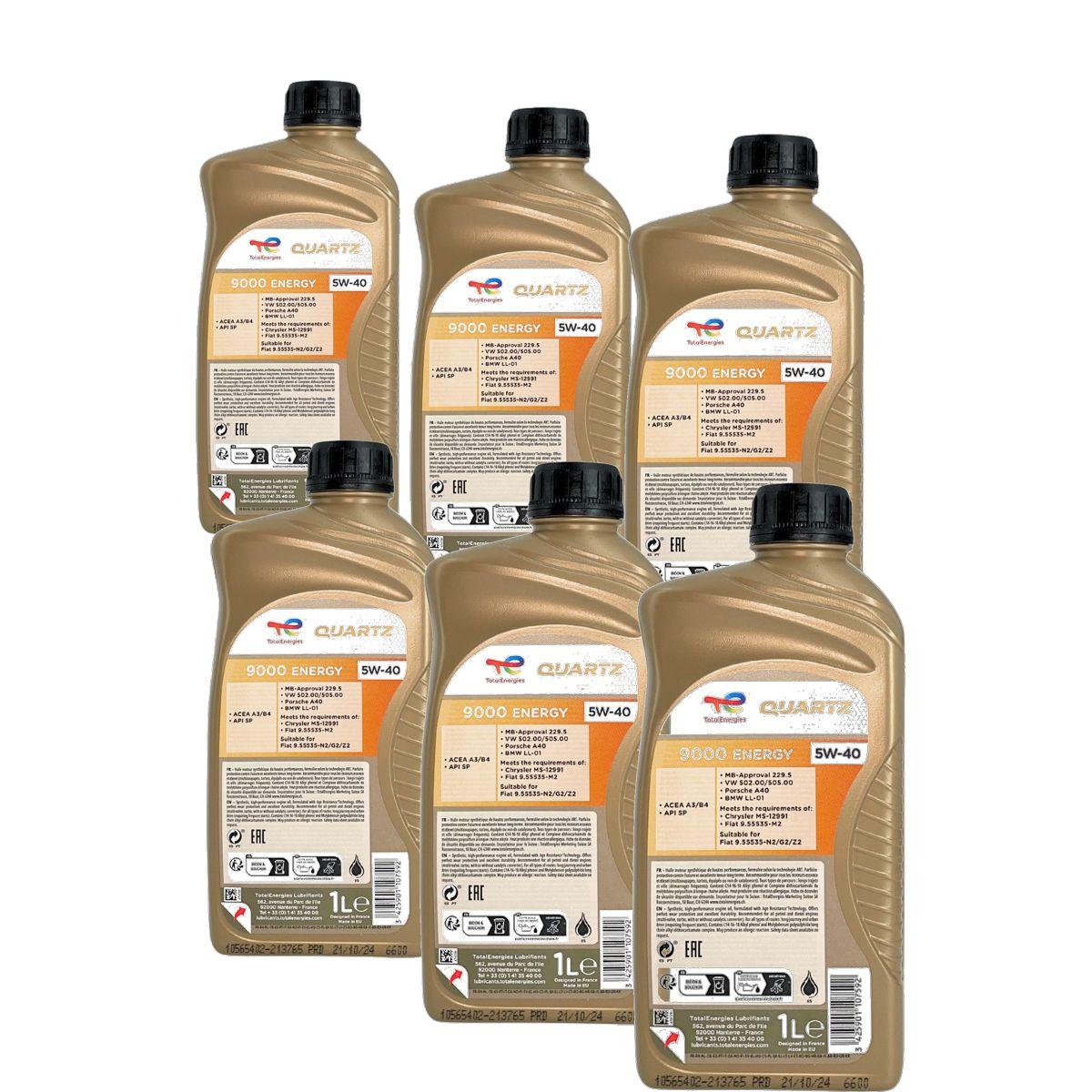 Total Quartz 9000 Energy 5W-40 6x1 Liter