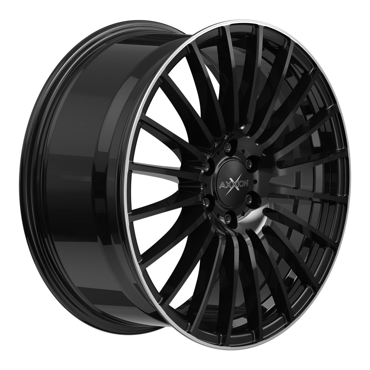AXXION AX5 EXCESS schwarz glanz lackiert mit hochglanzpoliertem Felgenbett 9.0Jx 5x120 ET45