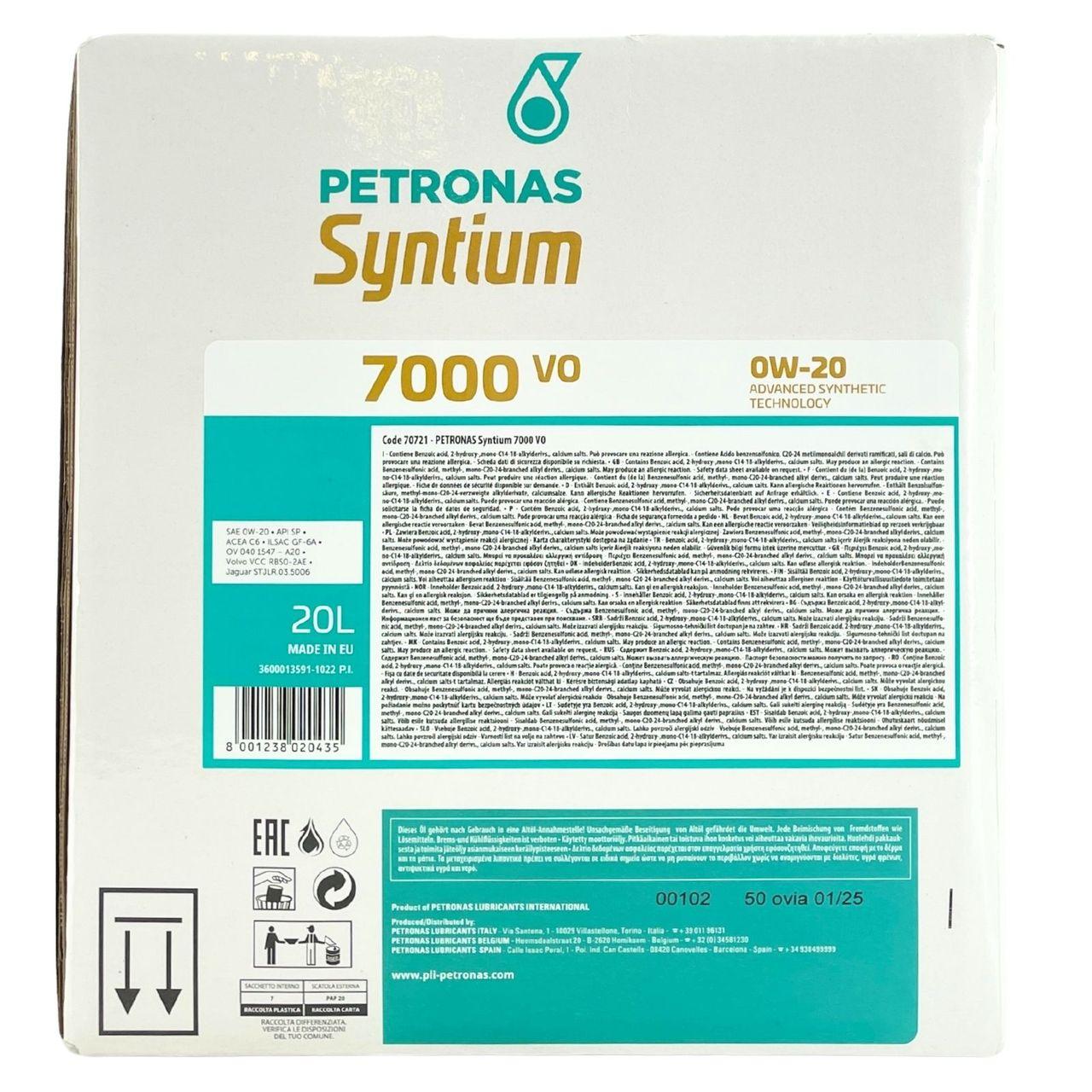 Petronas Syntium 7000 VO 0W-20 20 Liter
