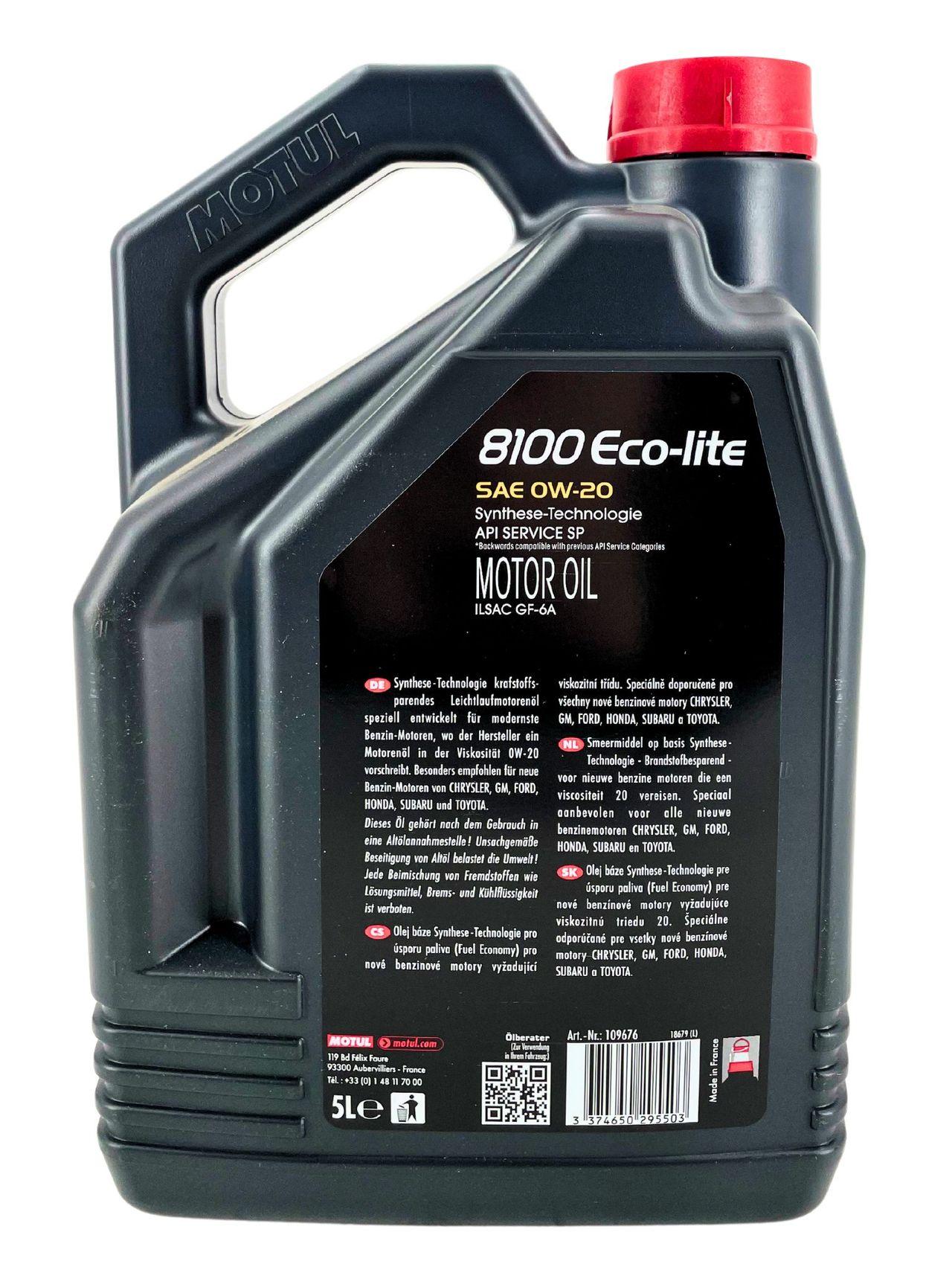 Motul 8100 Eco-Lite 0W-20 5 Liter