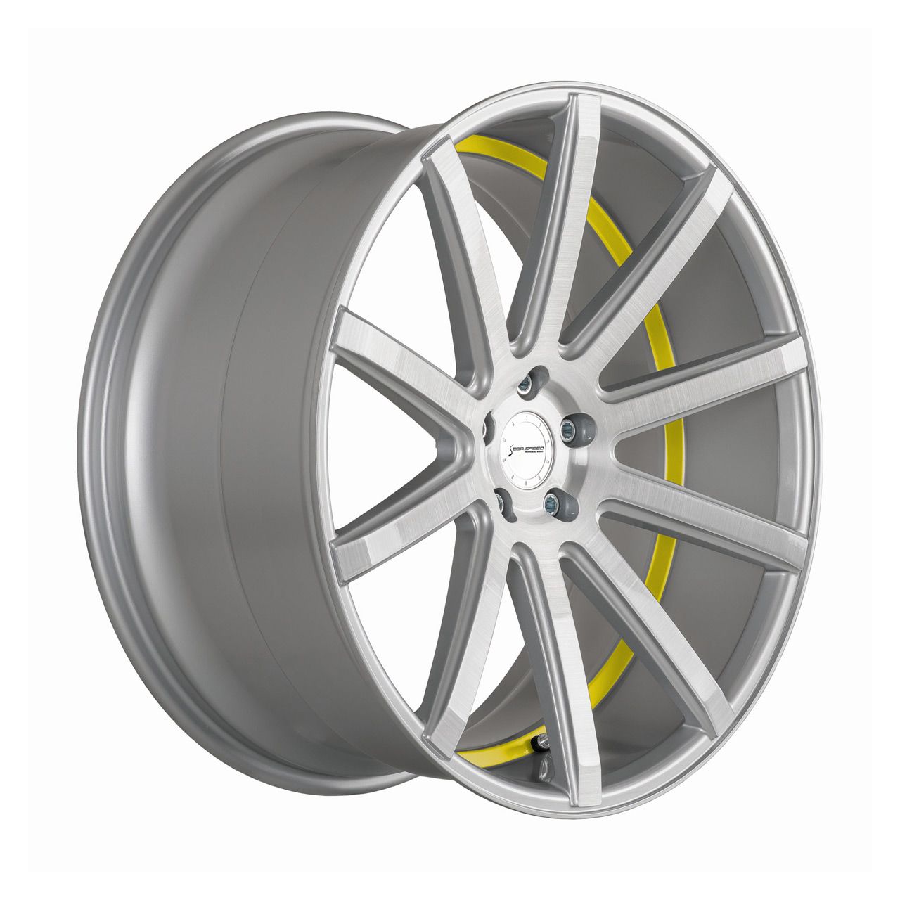 CORSPEED DEVILLE Silver-brushed-Surface/ undercut Color Trim gelb 9.0Jx21 5x112 ET35