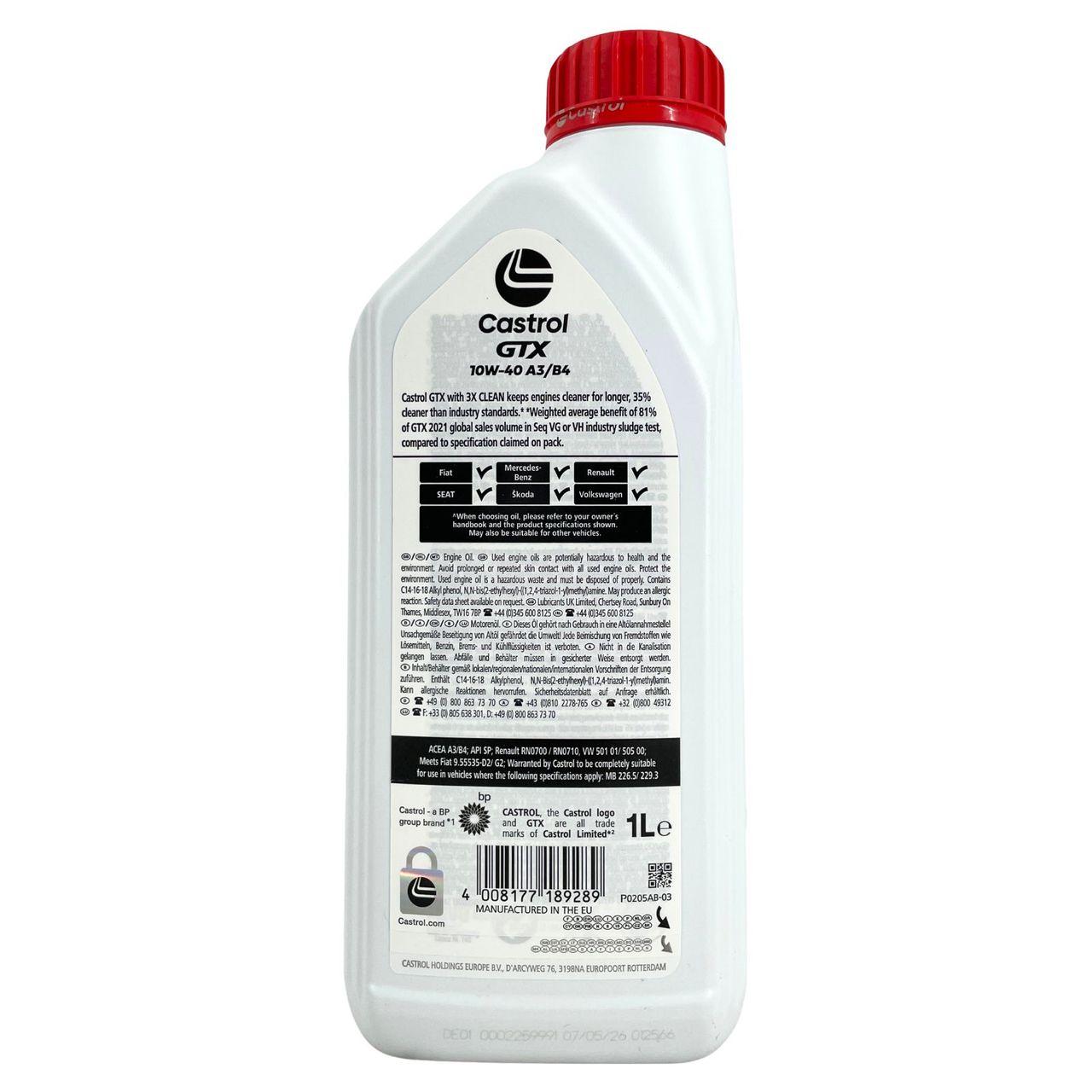 Castrol GTX 10W-40 A3/B4 1 Liter