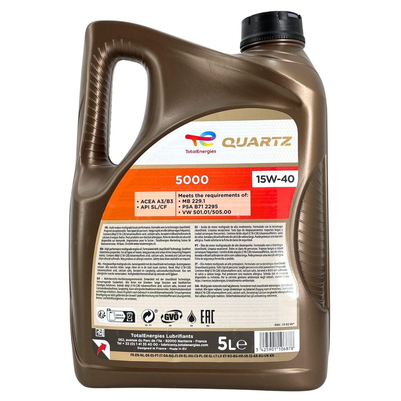 Total Quartz 5000 15W-40 5 Liter