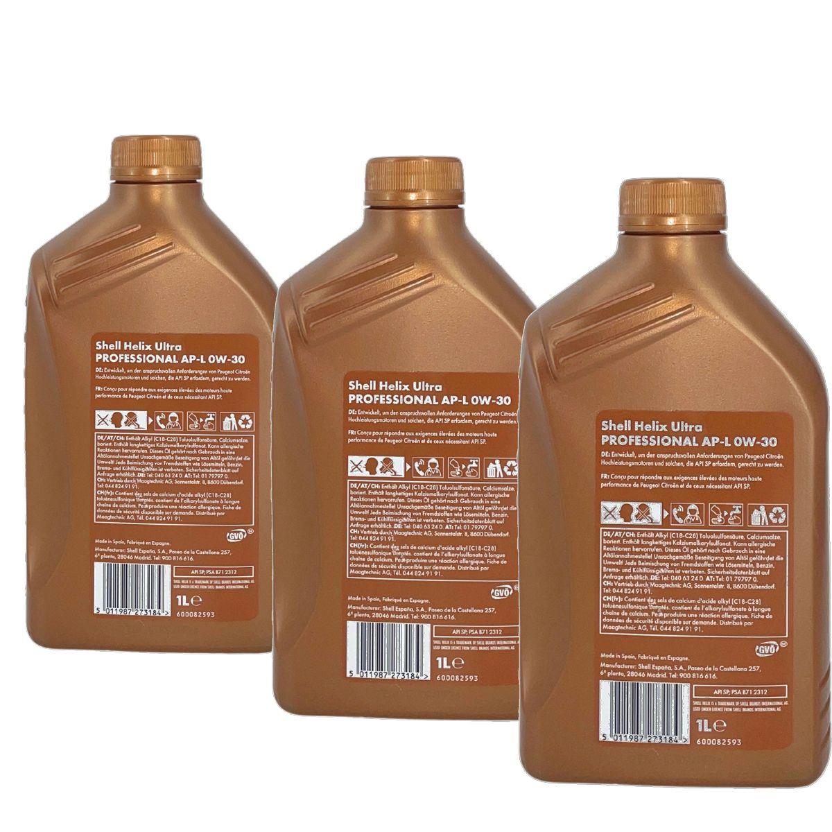 Shell Helix Ultra Professional AP-L 0W-30 3x1 Liter