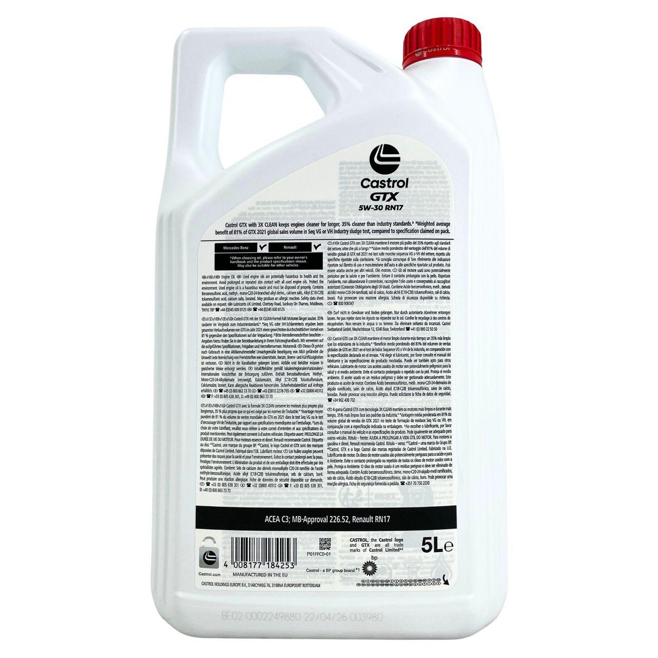 Castrol GTX 5W-30 RN17 5 Liter