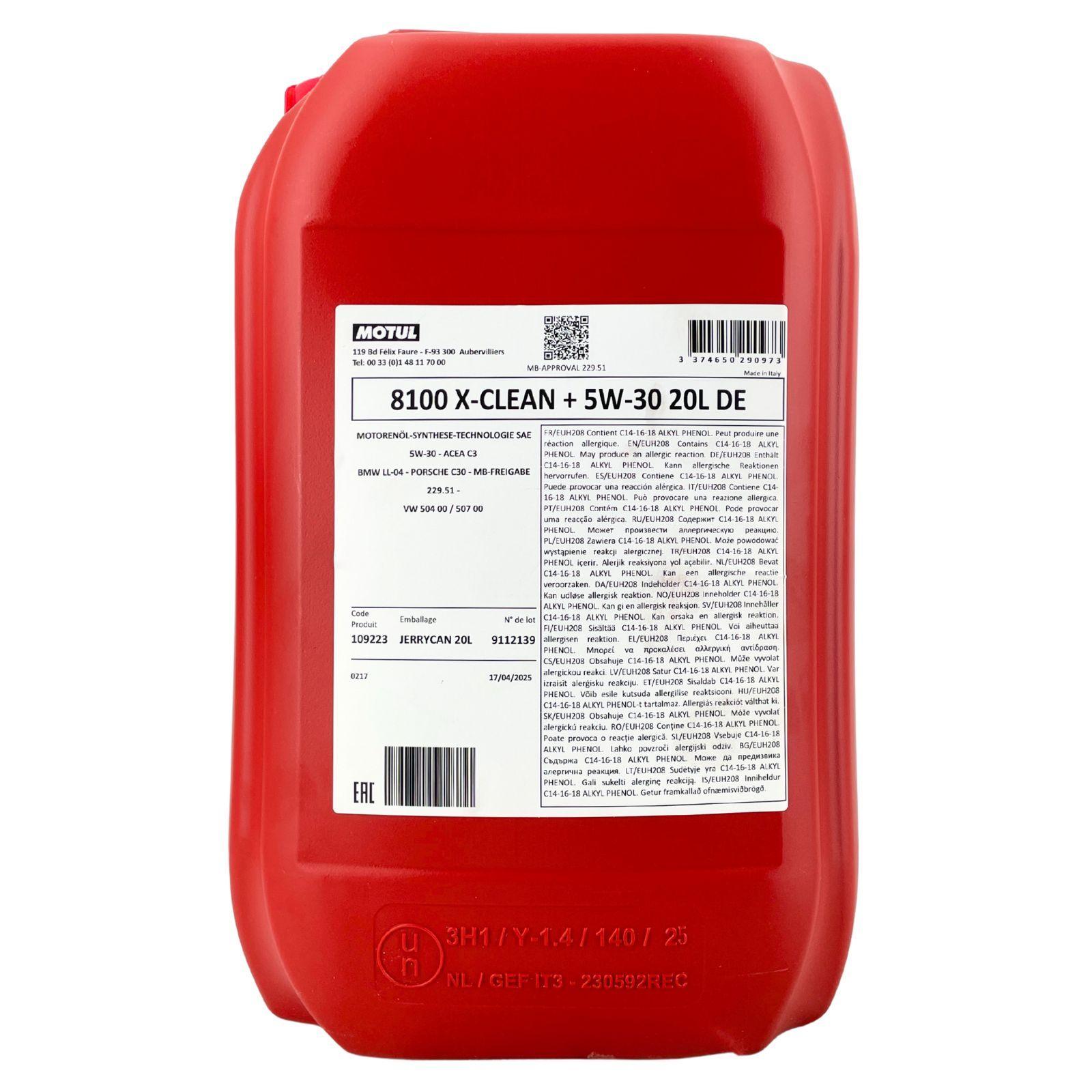 Motul 8100 X-clean+ 5W-30 20 Liter