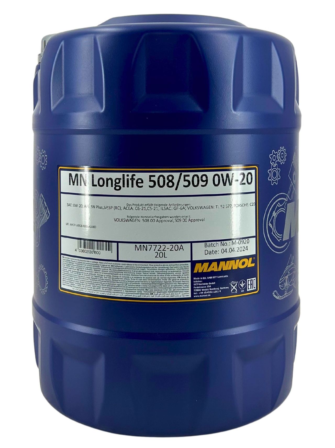 Mannol Longlife 508/509 0W-20 20 Liter