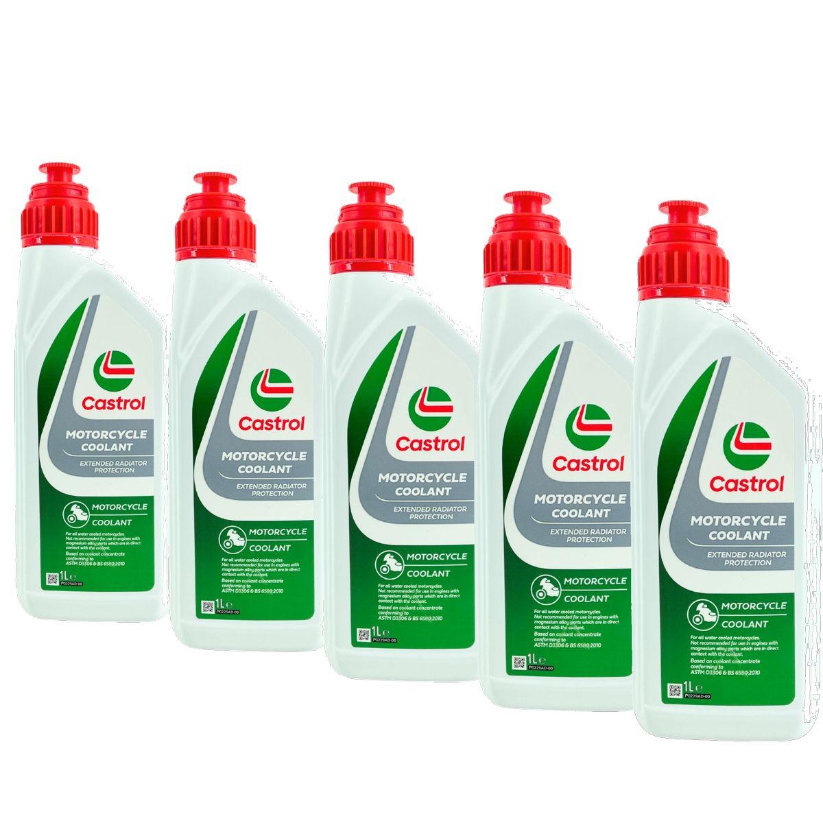 Castrol Motorcycle Coolant Kühlerfrostschutz (-24 °C) gebrauchsfertig für Motorräder 5x1 Liter