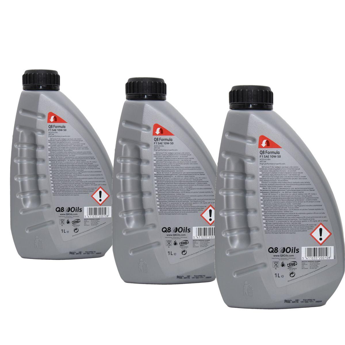 Q8 Formula F1 10W-50 3x1 Liter