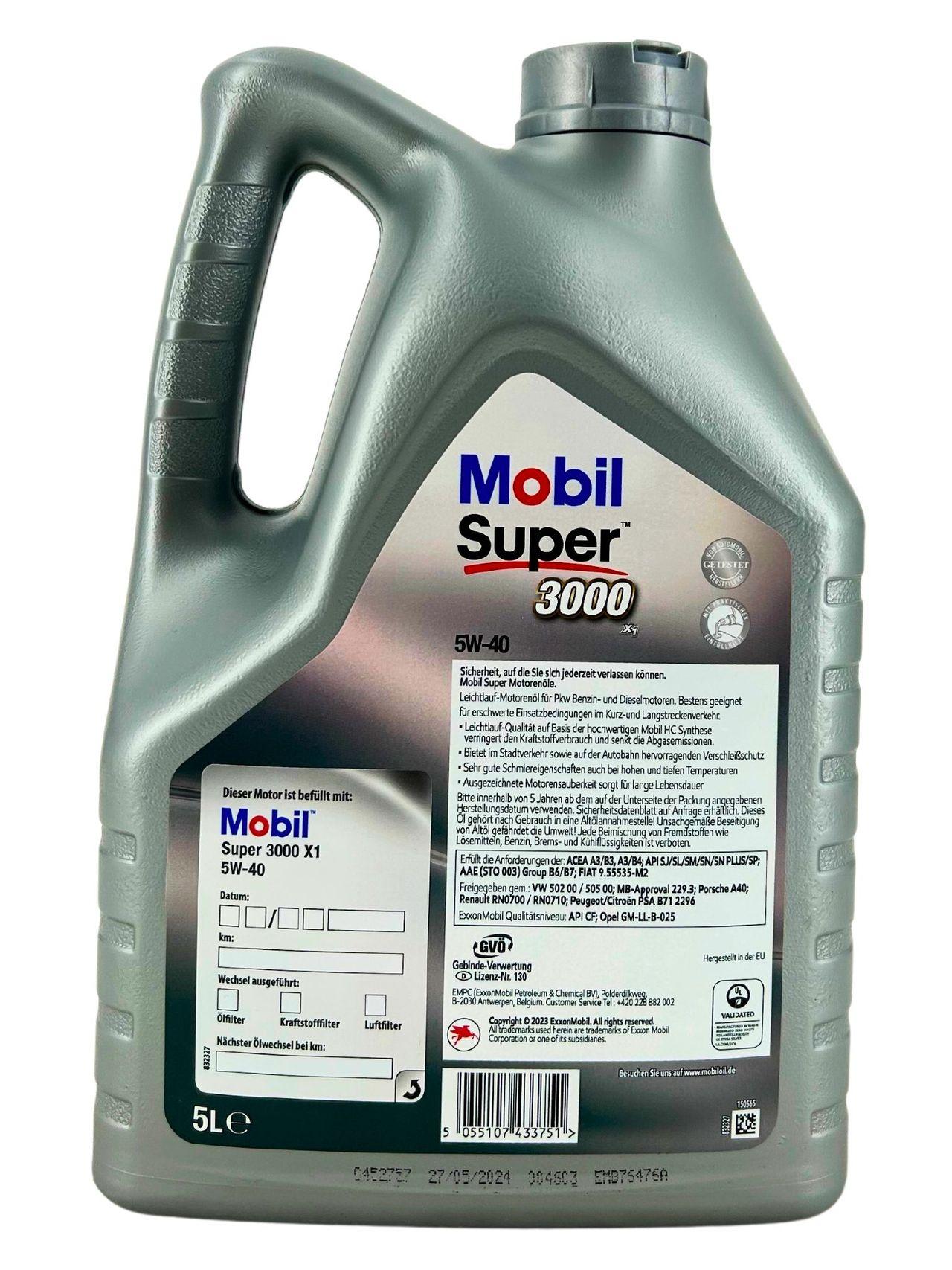 Mobil Super 3000 X1 5W-40 5 Liter