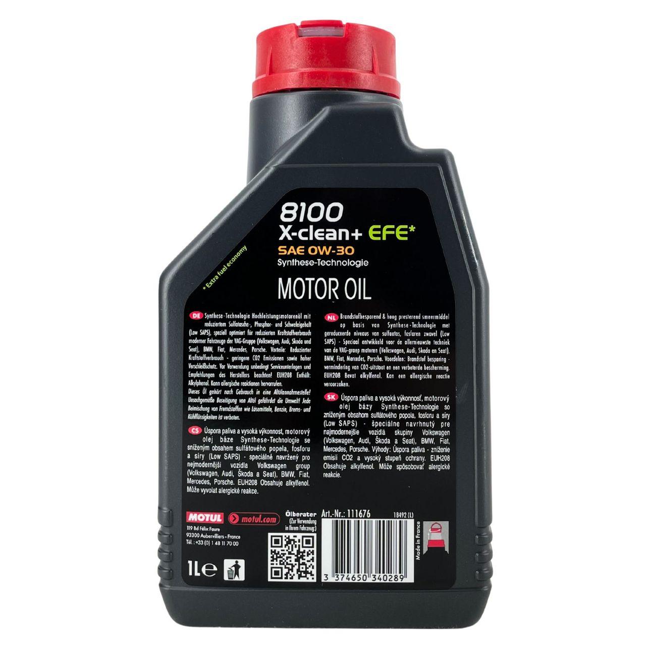 Motul 8100 X-Clean + EFE 0W-30 1 Liter