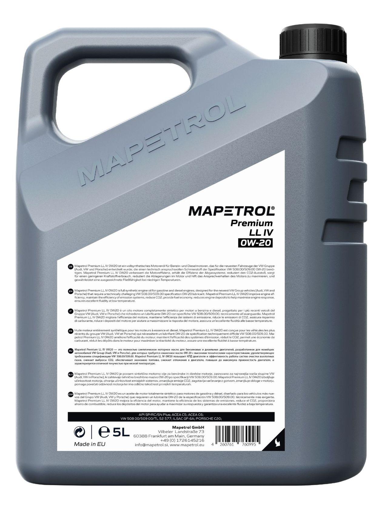 Mapetrol Premium LL IV 0W-20 5 Liter