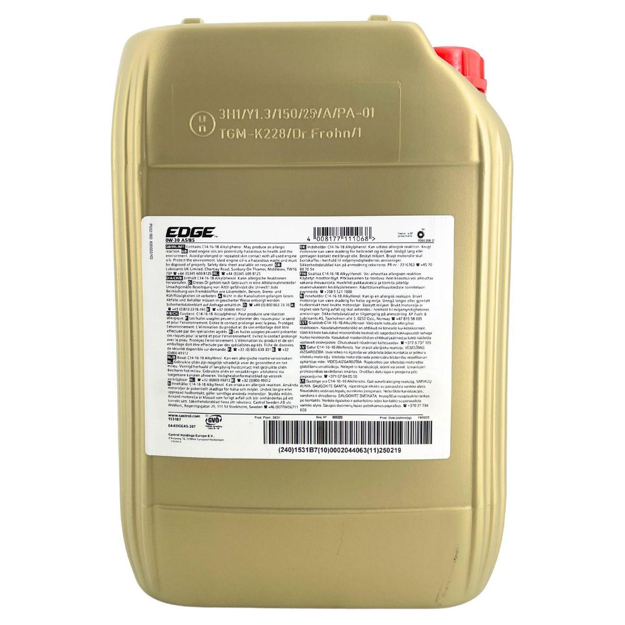 Castrol Edge 0W-30 A5/B5 20 Liter