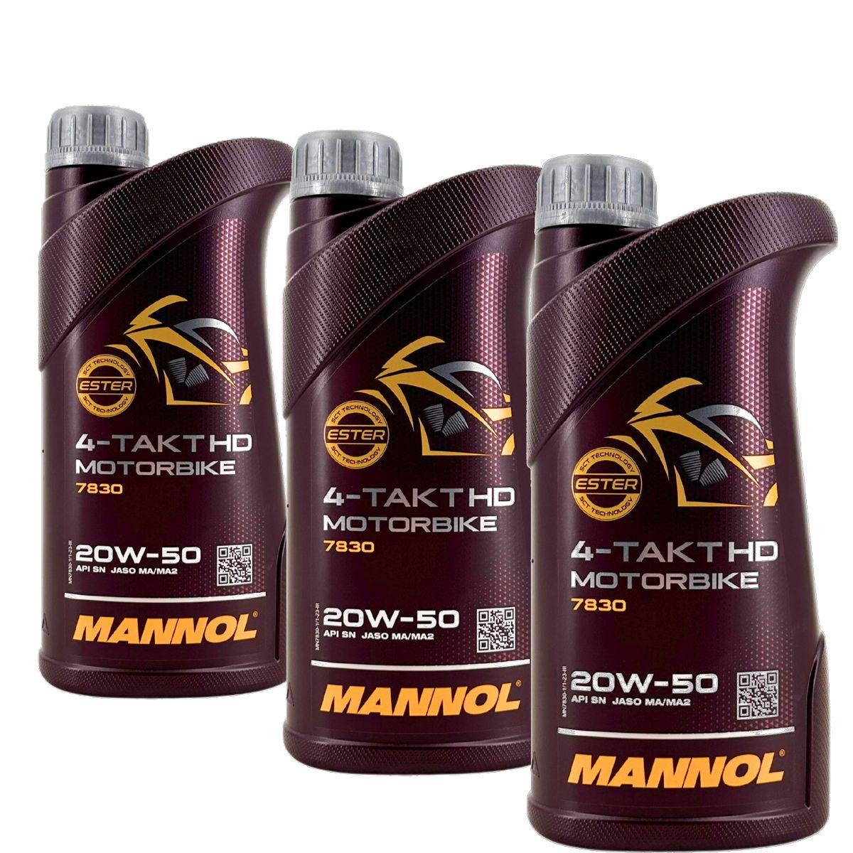 Mannol 4-Takt Motorbike HD 20W-50 3x1 Liter