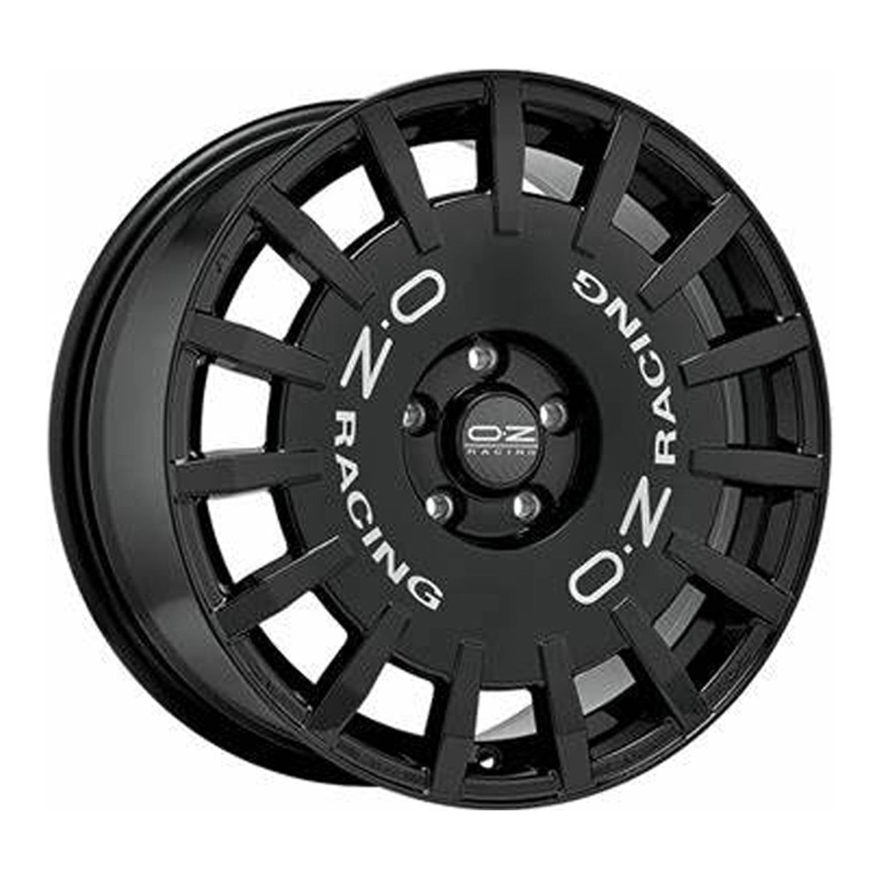 OZ RALLY RACING gloss black + silver lettering 8.0Jx18 5x112 ET45