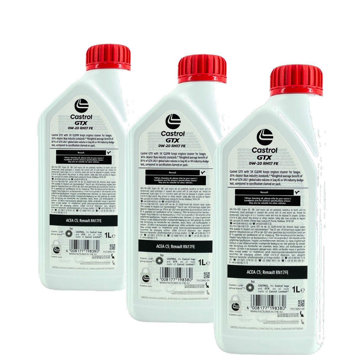 Castrol GTX 0W-20 RN17 FE 3x1 Liter