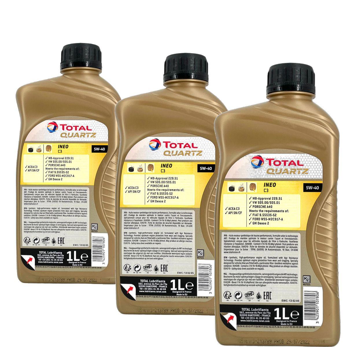 Total Quartz Ineo C3 5W-40 3x1 Liter