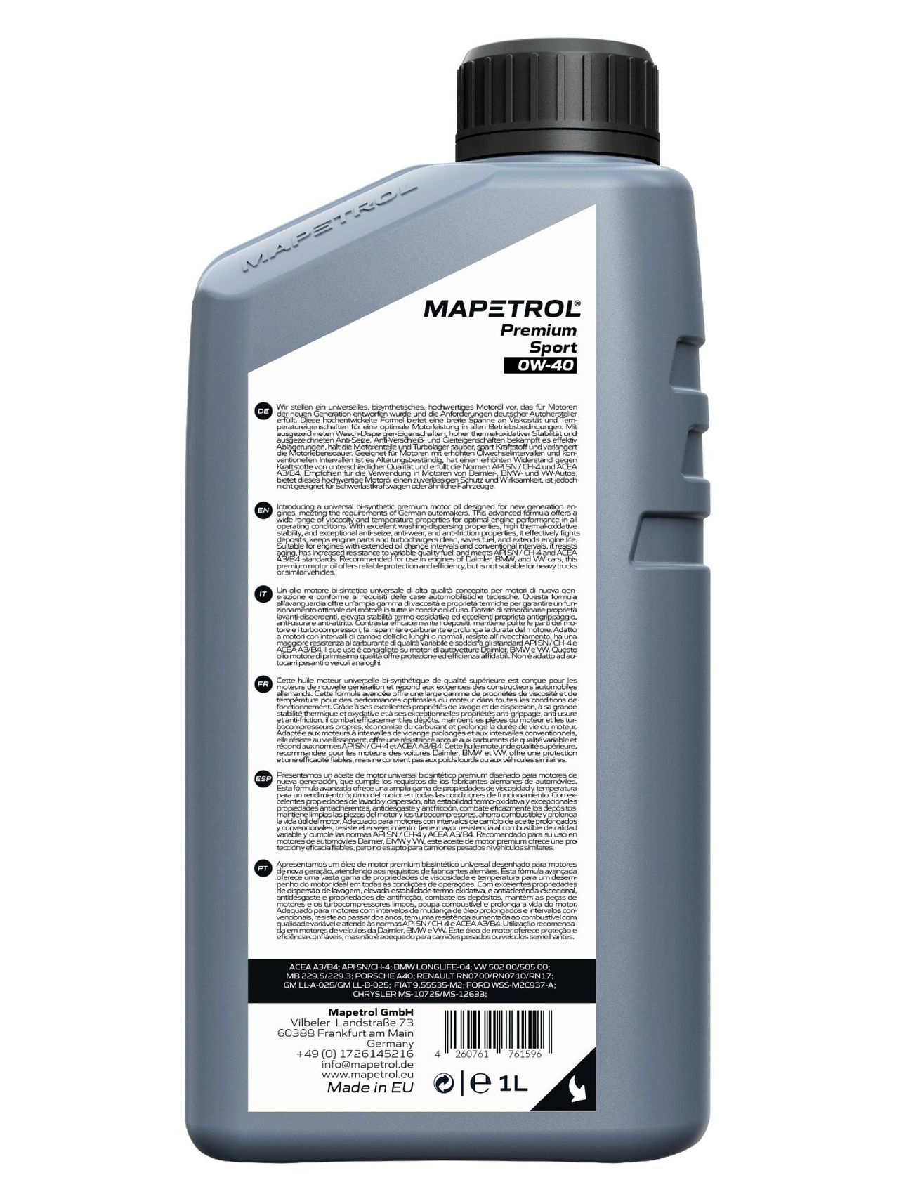 Mapetrol Premium Sport 0W-40 1 Liter