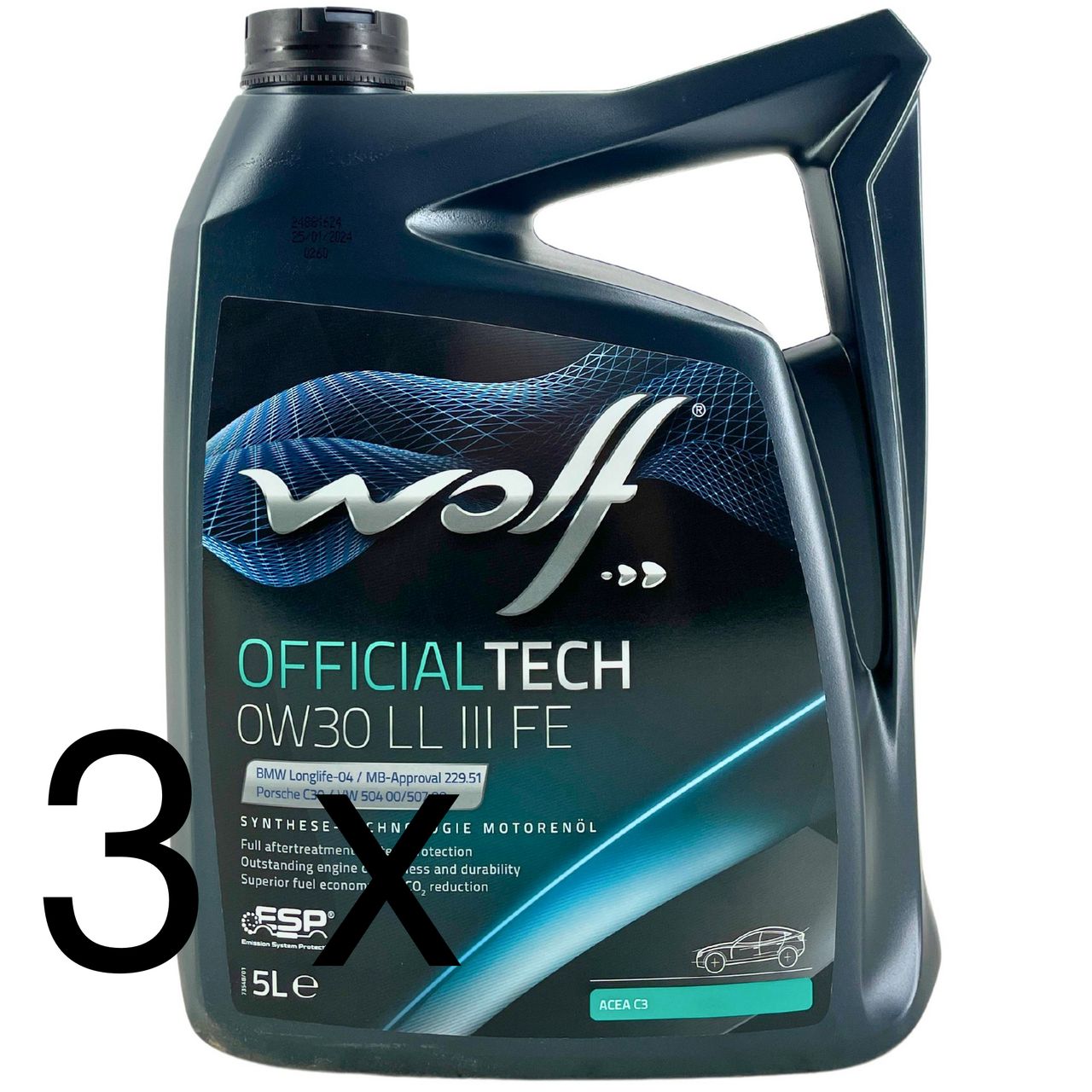 Wolf OfficialTech 0W-30 LL III FE 3x5 Liter