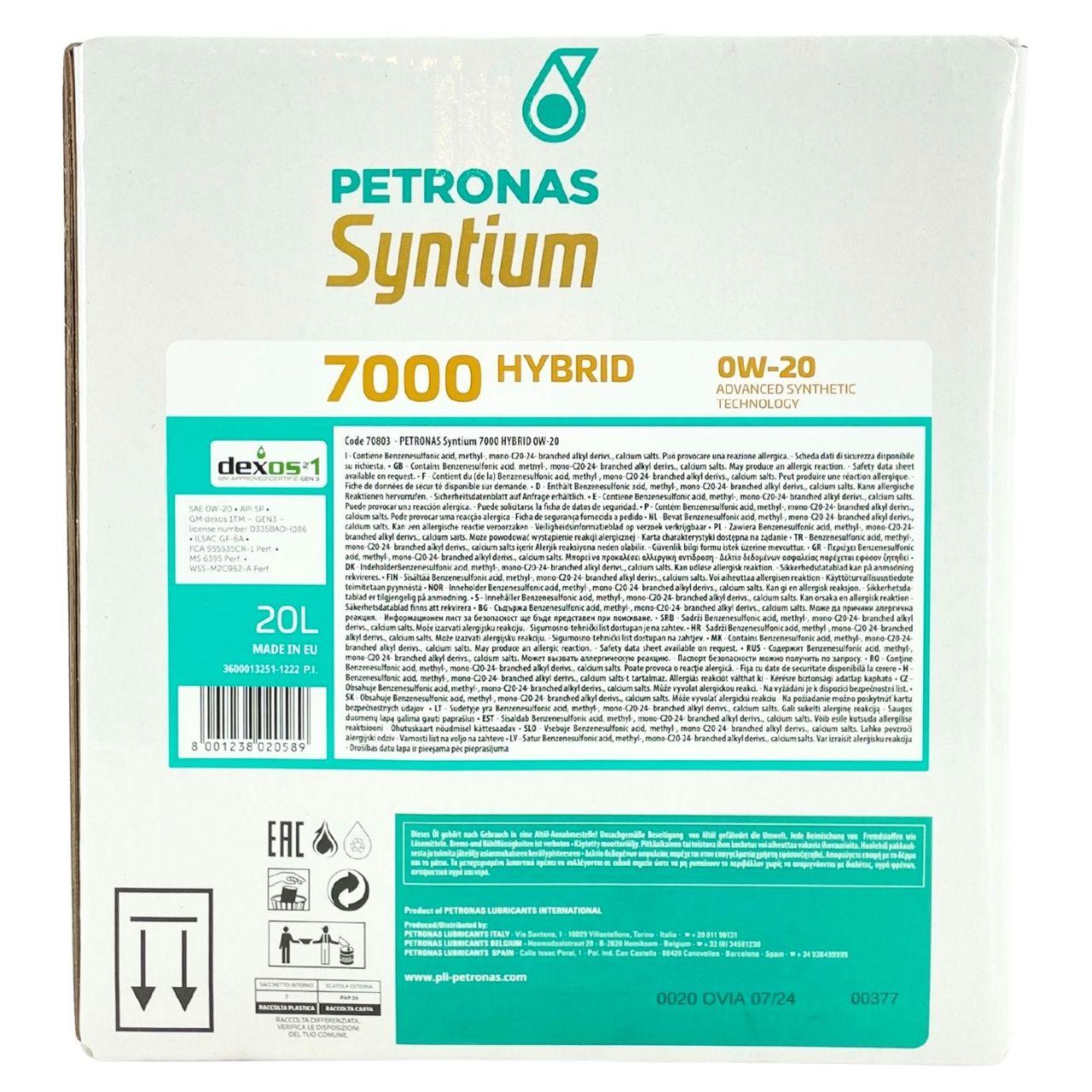 Petronas Syntium 7000 Hybrid 0W-20 SP 20 Liter