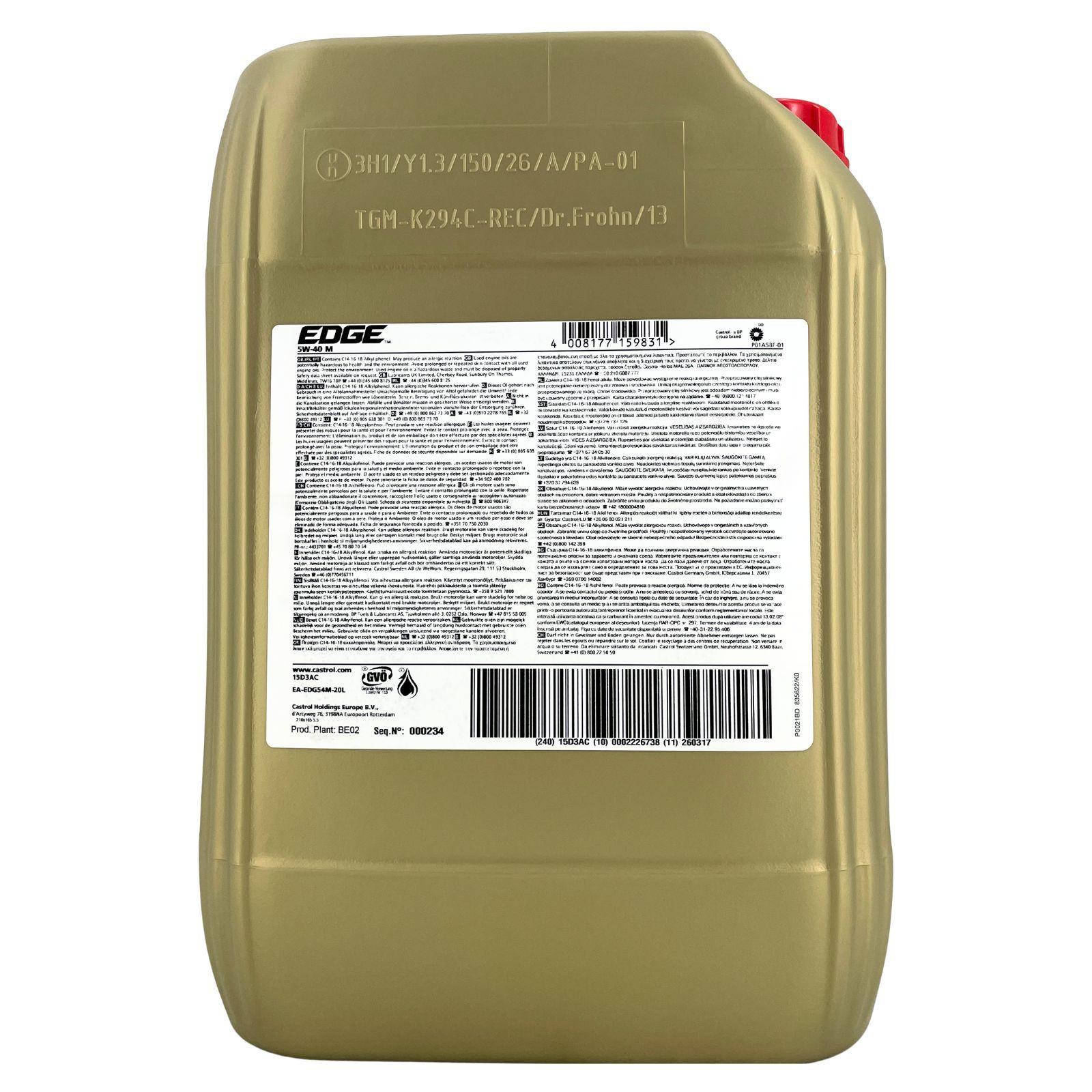 Castrol Edge 5W-40 M 20 Liter