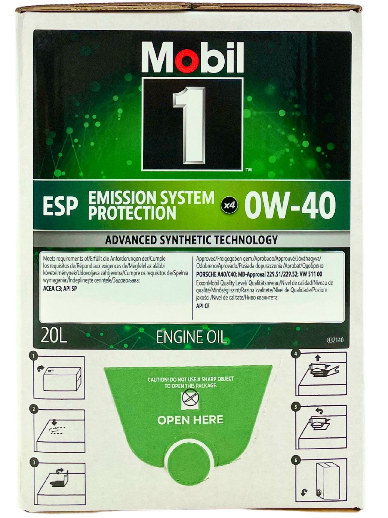 Mobil 1 ESP X4 0W-40 20 Liter BAG-IN Box