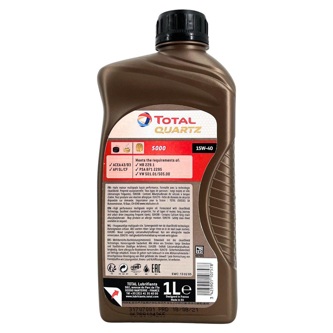Total Quartz 5000 15W-40 1 Liter