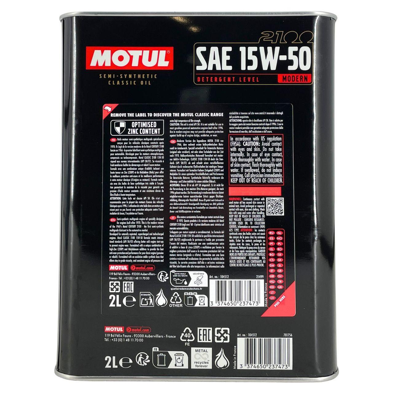 Motul Classic 2100 15W-50 2 Liter