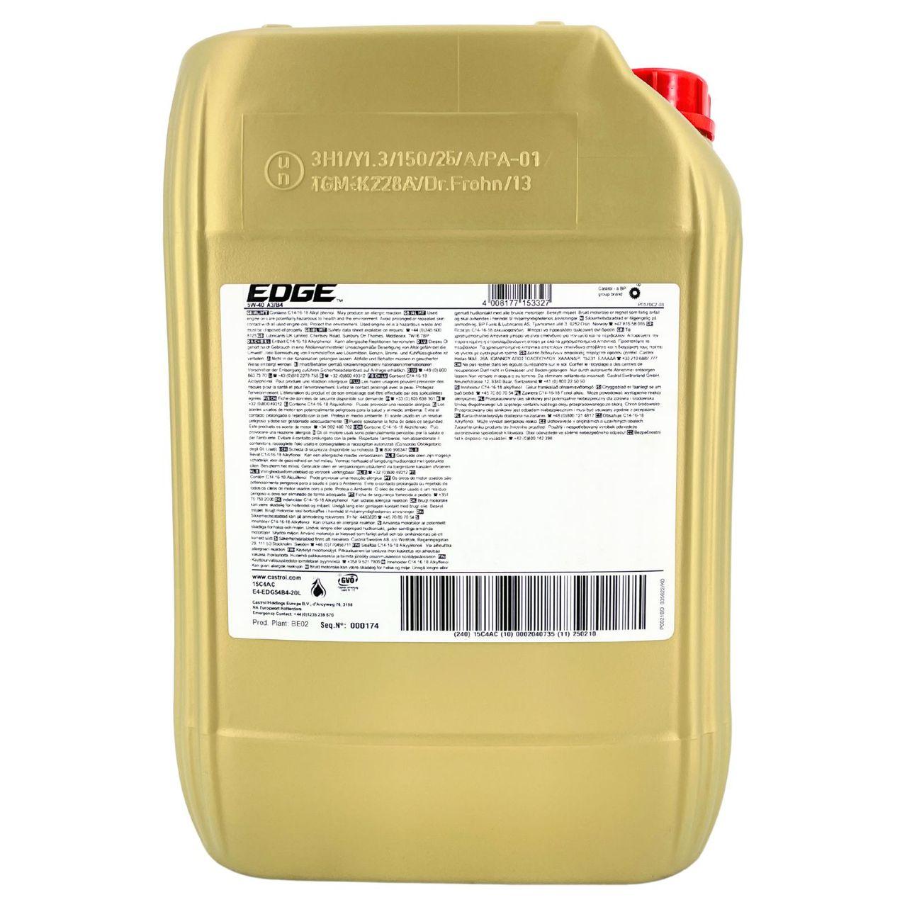Castrol Edge 5W-40 A3/B4 20 Liter