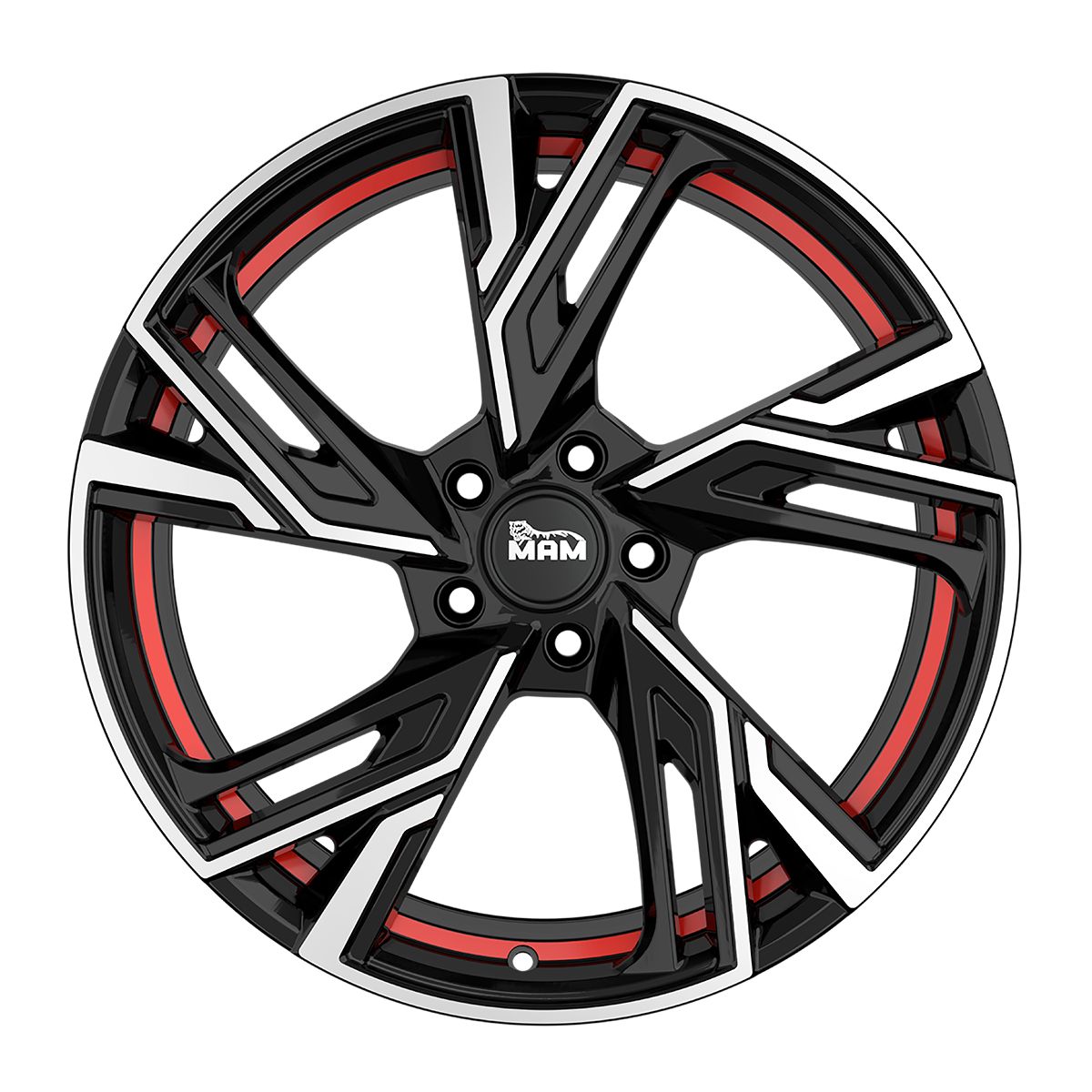 MAM WHEELS MAM RS5 black front polished red inside 7.0Jx16 5x108 ET38
