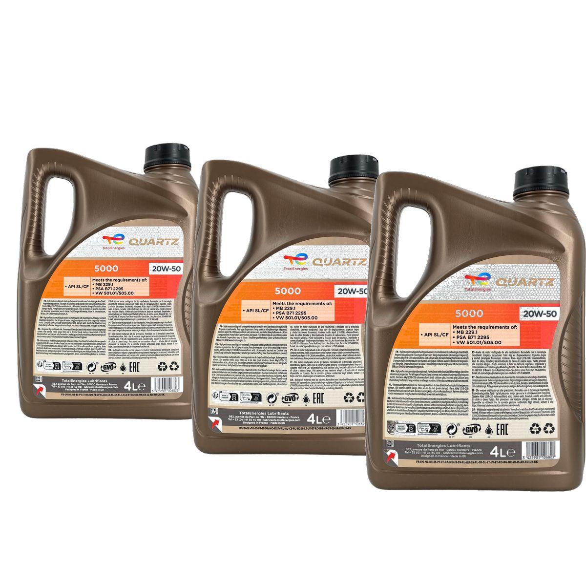 Total Quartz 5000 20W-50 3x4 Liter