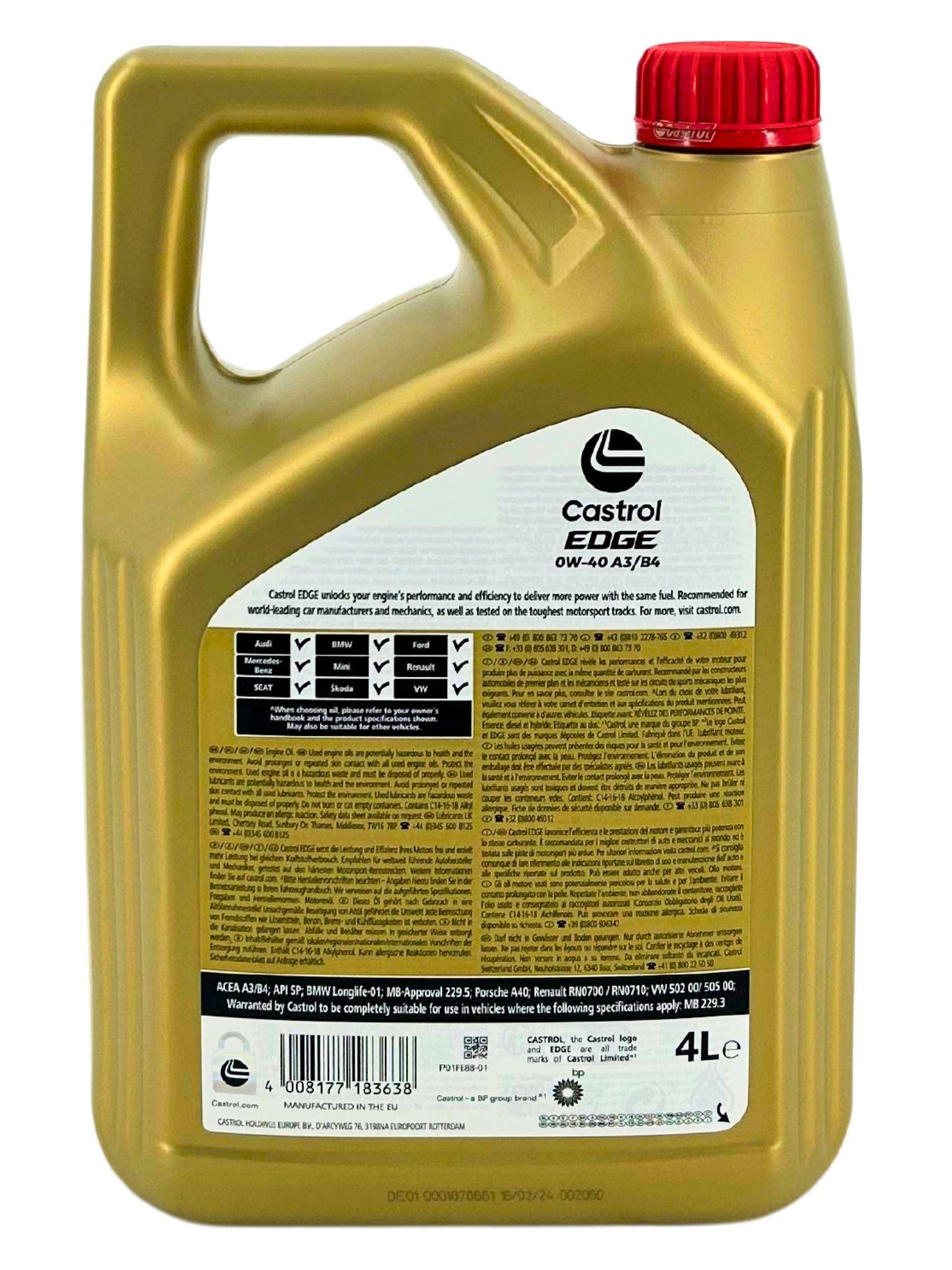 Castrol Edge 0W-40 A3/B4 4 Liter