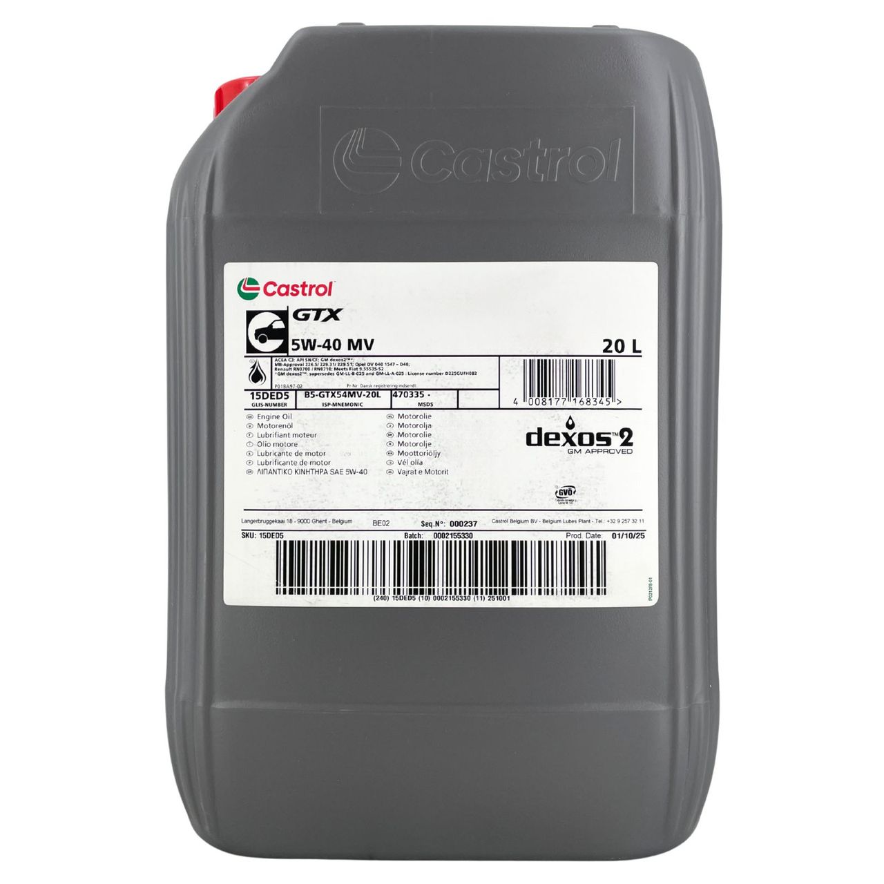Castrol GTX 5W-40 MV 20 Liter