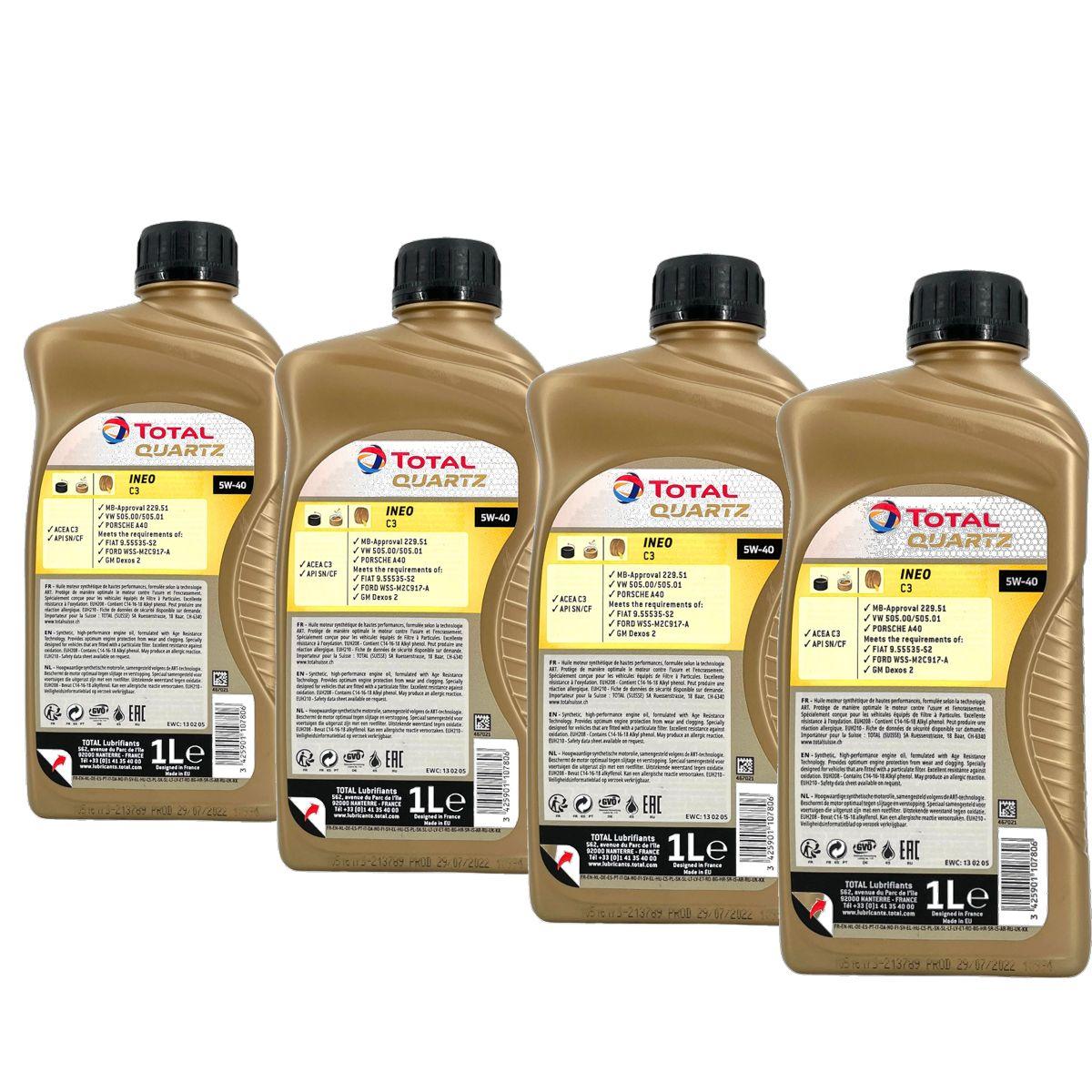Total Quartz Ineo C3 5W-40 4x1 Liter