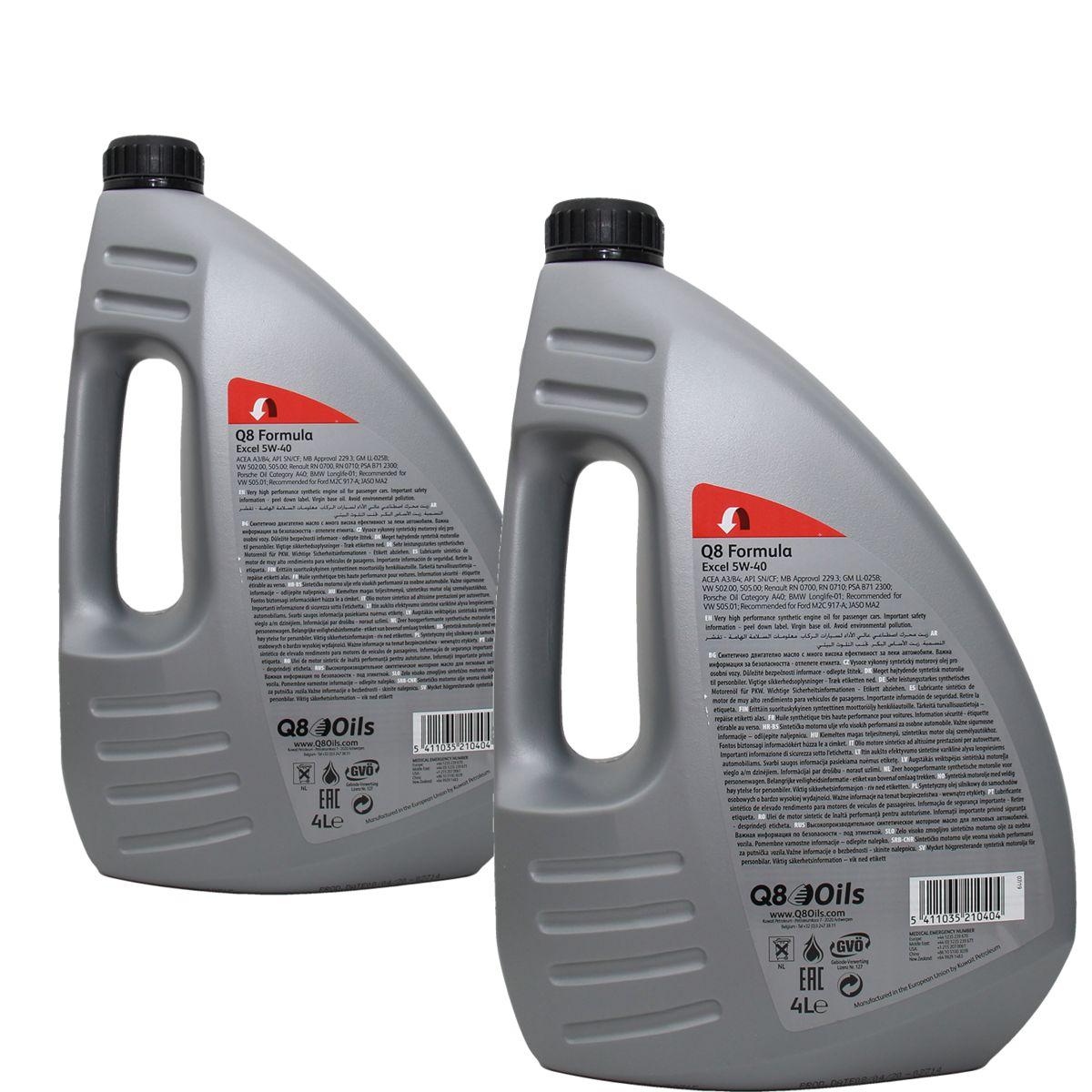 Q8 Formula Excel 5W-40 2x4 Liter