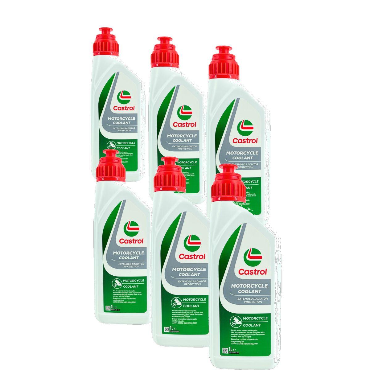 Castrol Motorcycle Coolant Kühlerfrostschutz (-24 °C) gebrauchsfertig für Motorräder 6x1 Liter