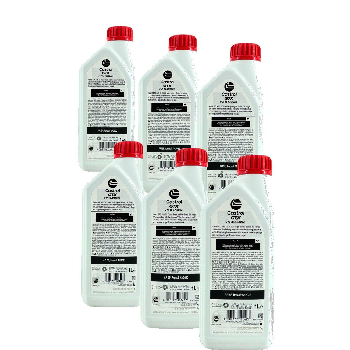 Castrol GTX 0W-16 AN2022 6x1 Liter