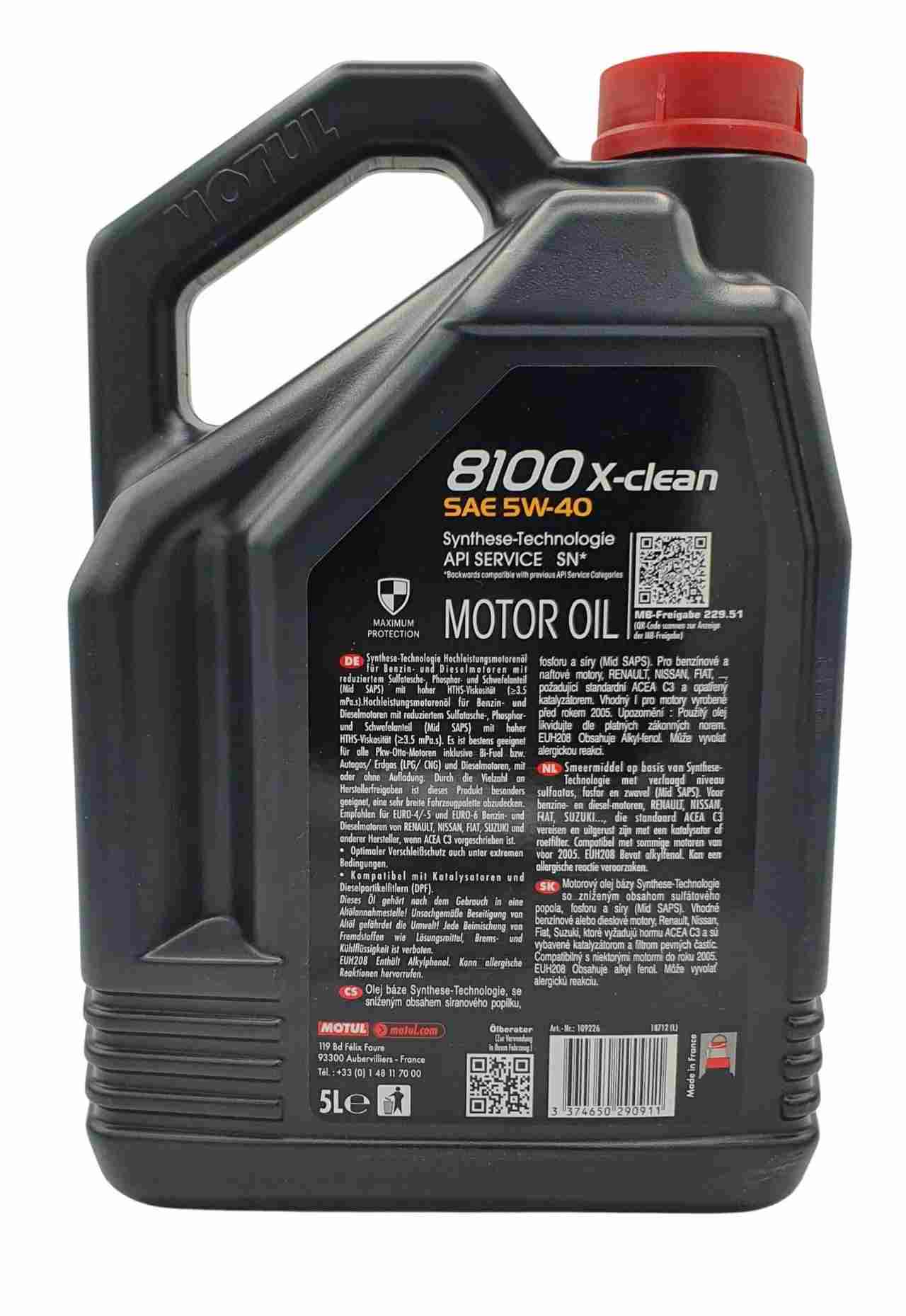 Motul 8100 X-clean 5W-40 5 Liter
