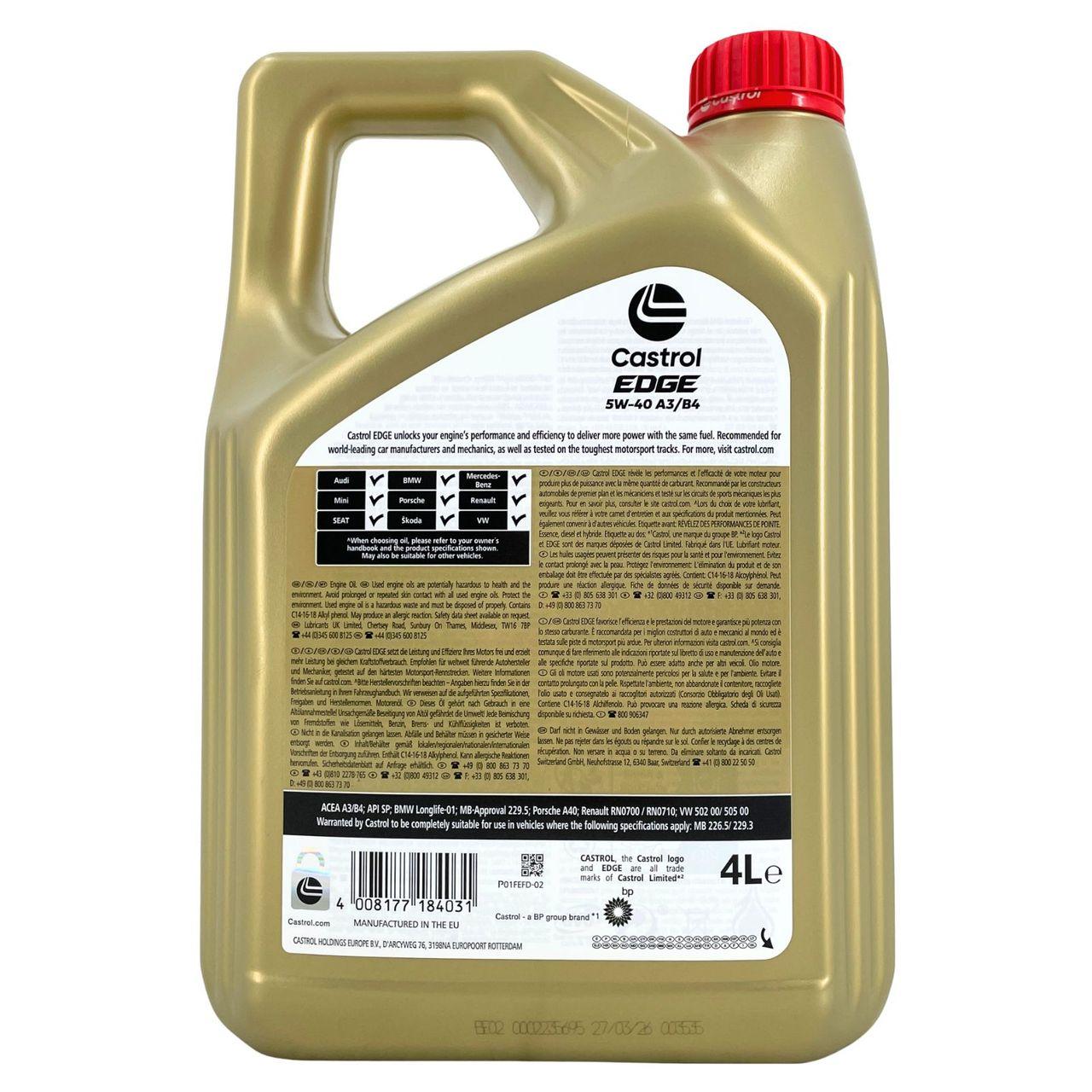 Castrol Edge 5W-40 A3/B4 4 Liter