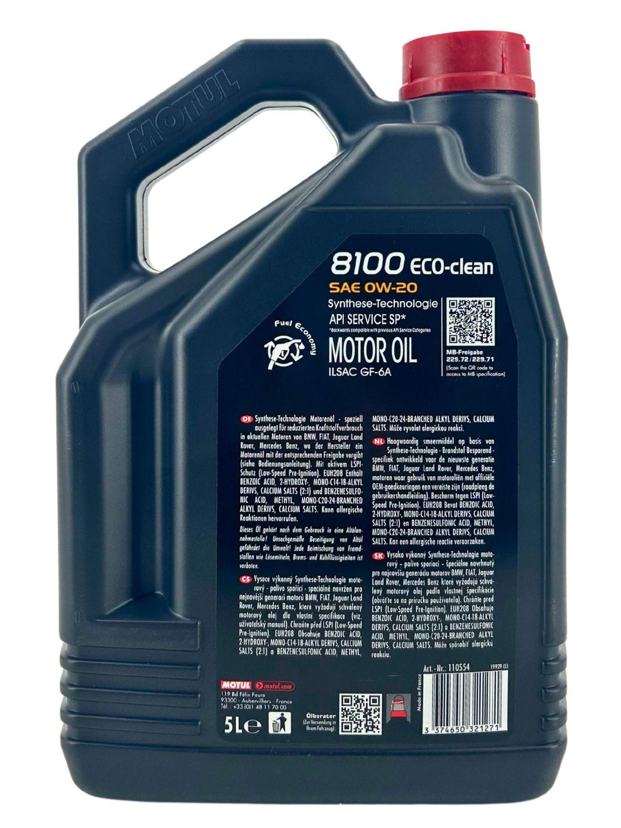Motul 8100 Eco-clean 0W-20 5 Liter