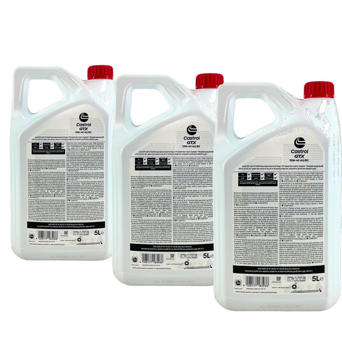 Castrol GTX 15W-40 A3/B3 3x5 Liter