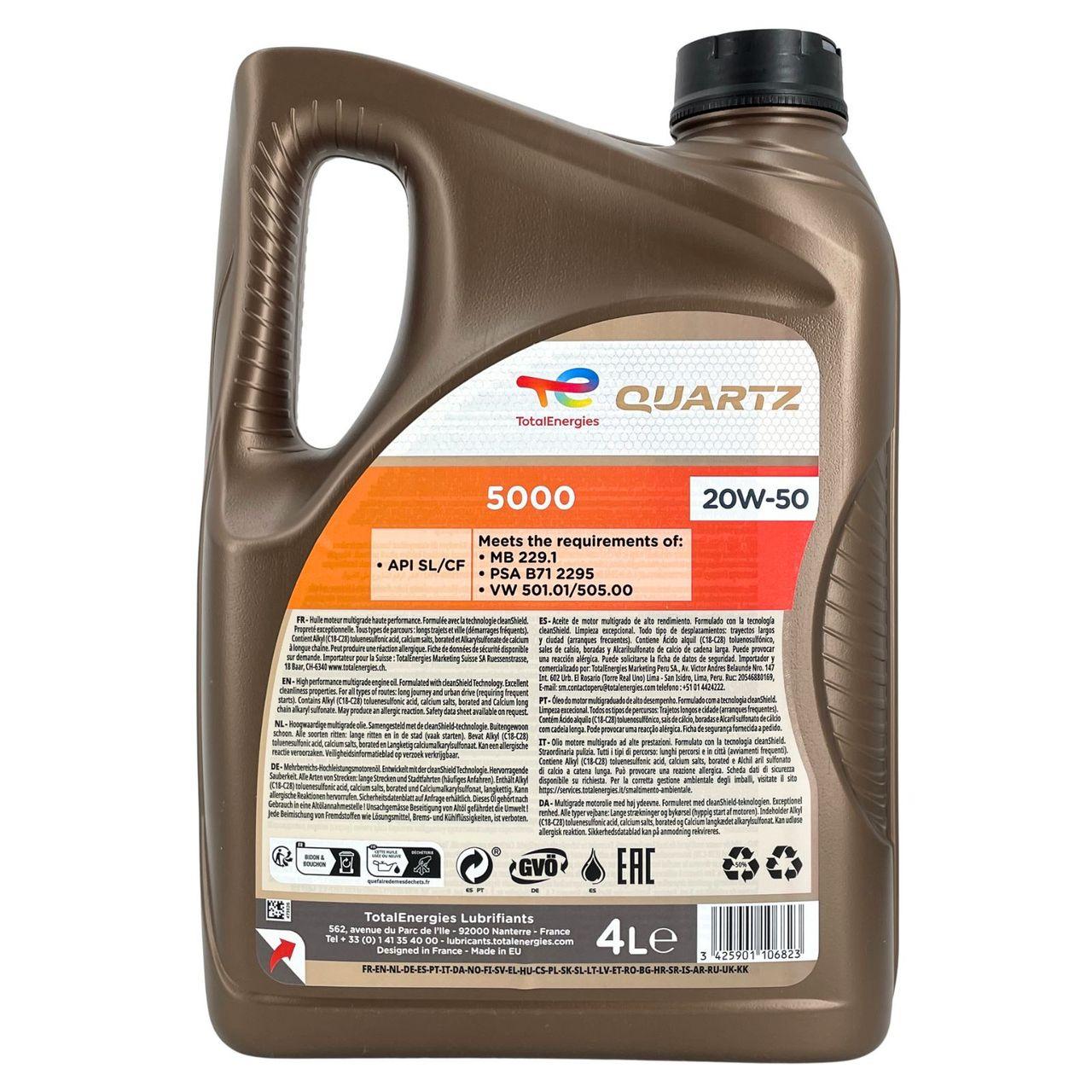 Total Quartz 5000 20W-50 4 Liter